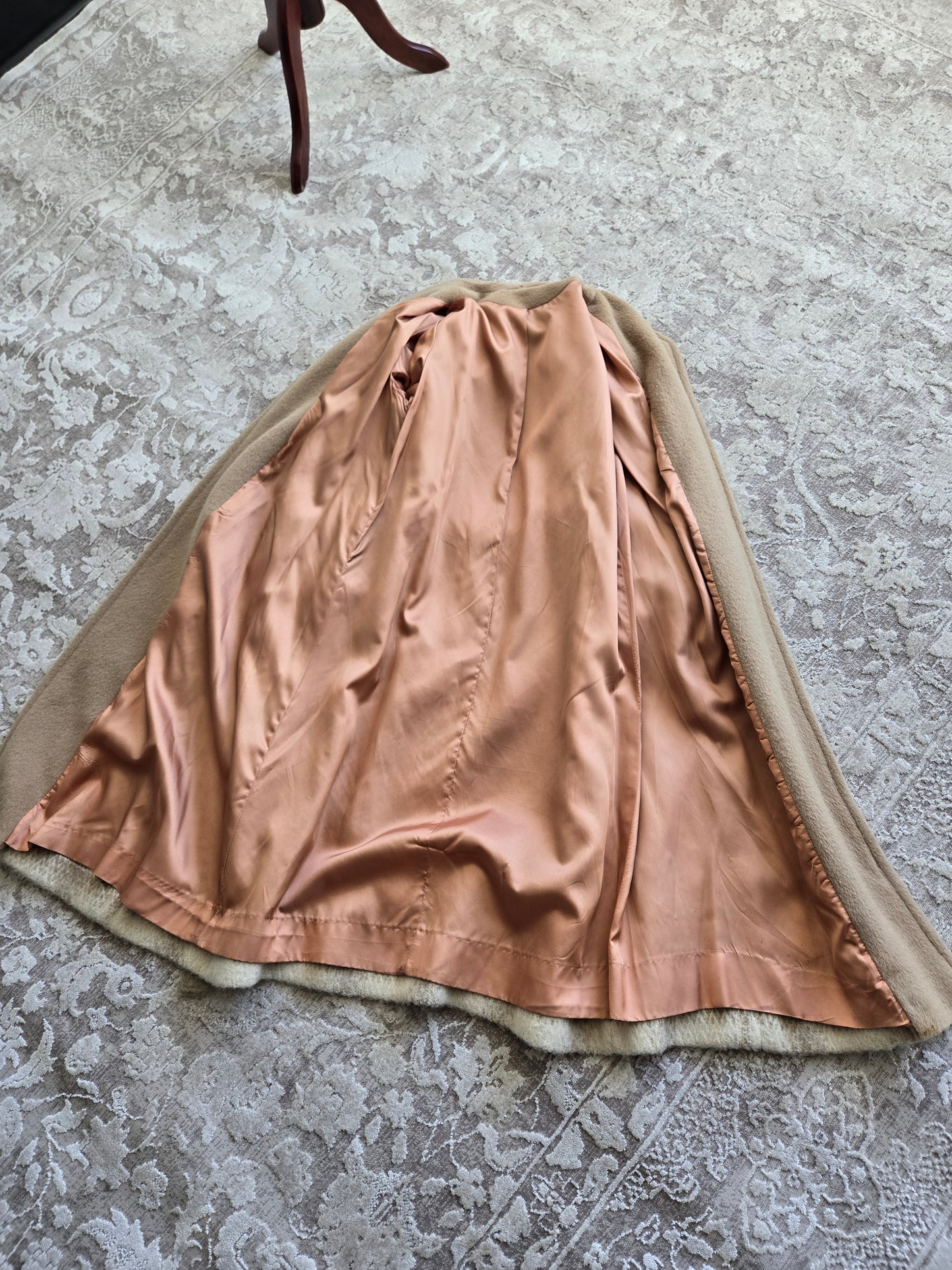 Vintage 1950s Plaid Wool Over Coat with Waist Tie - M/L