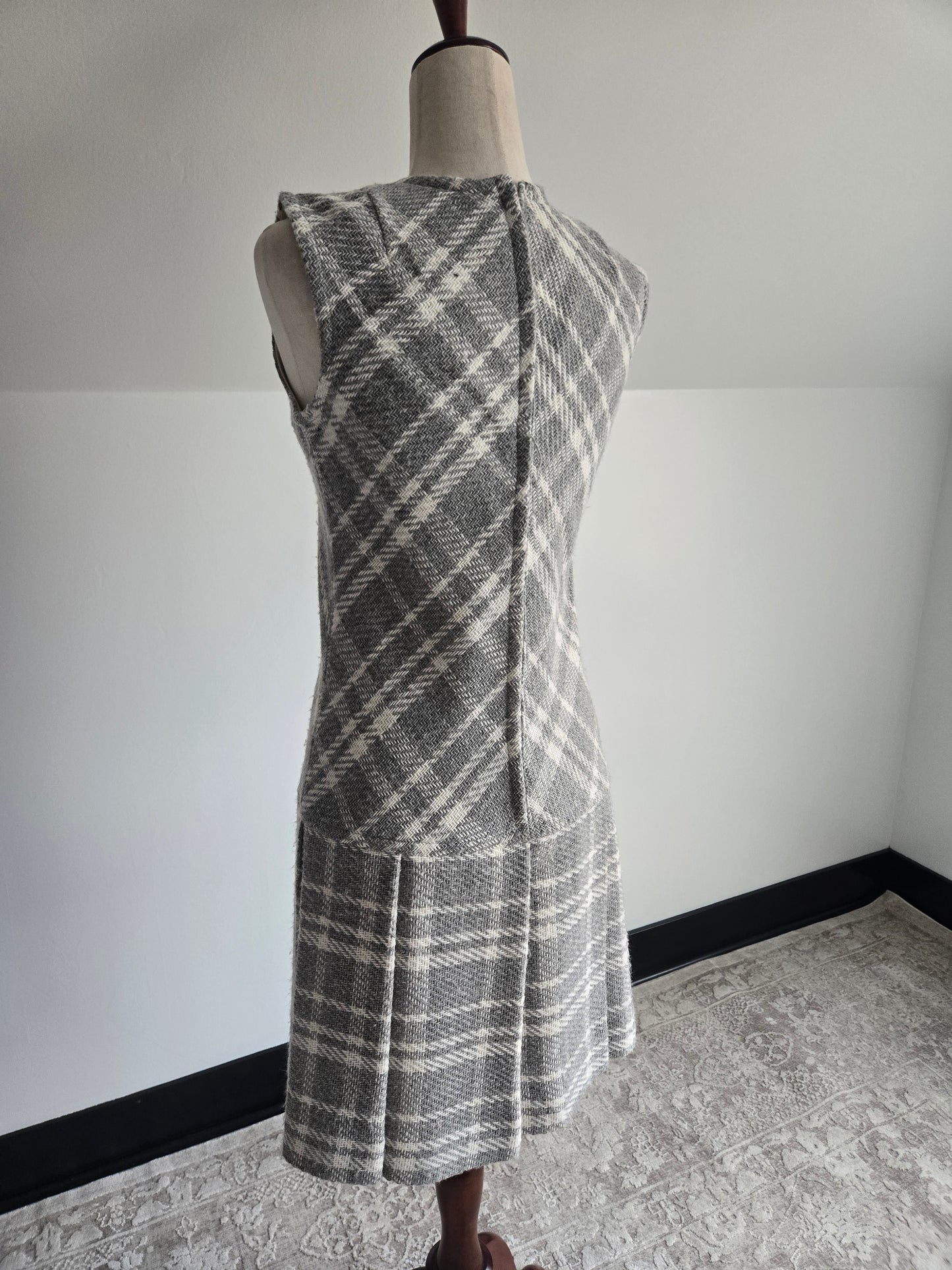 Vintage 1950s Fritzi of California Wool Woven Plaid Dress - S/M