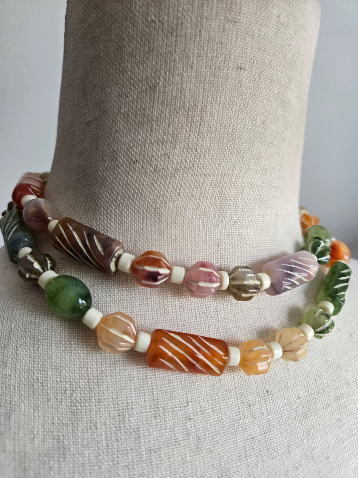 Vintage Multicolored Lucite Bead Necklace