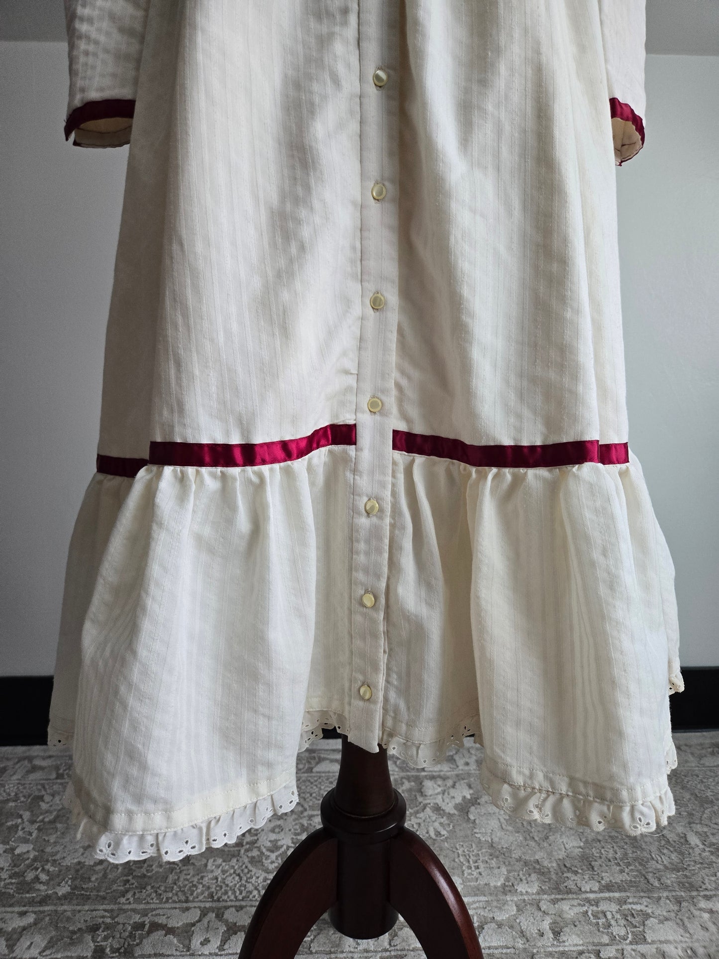Vintage 1970s Cotton Prairie/Gunne Style Dress - small/medium