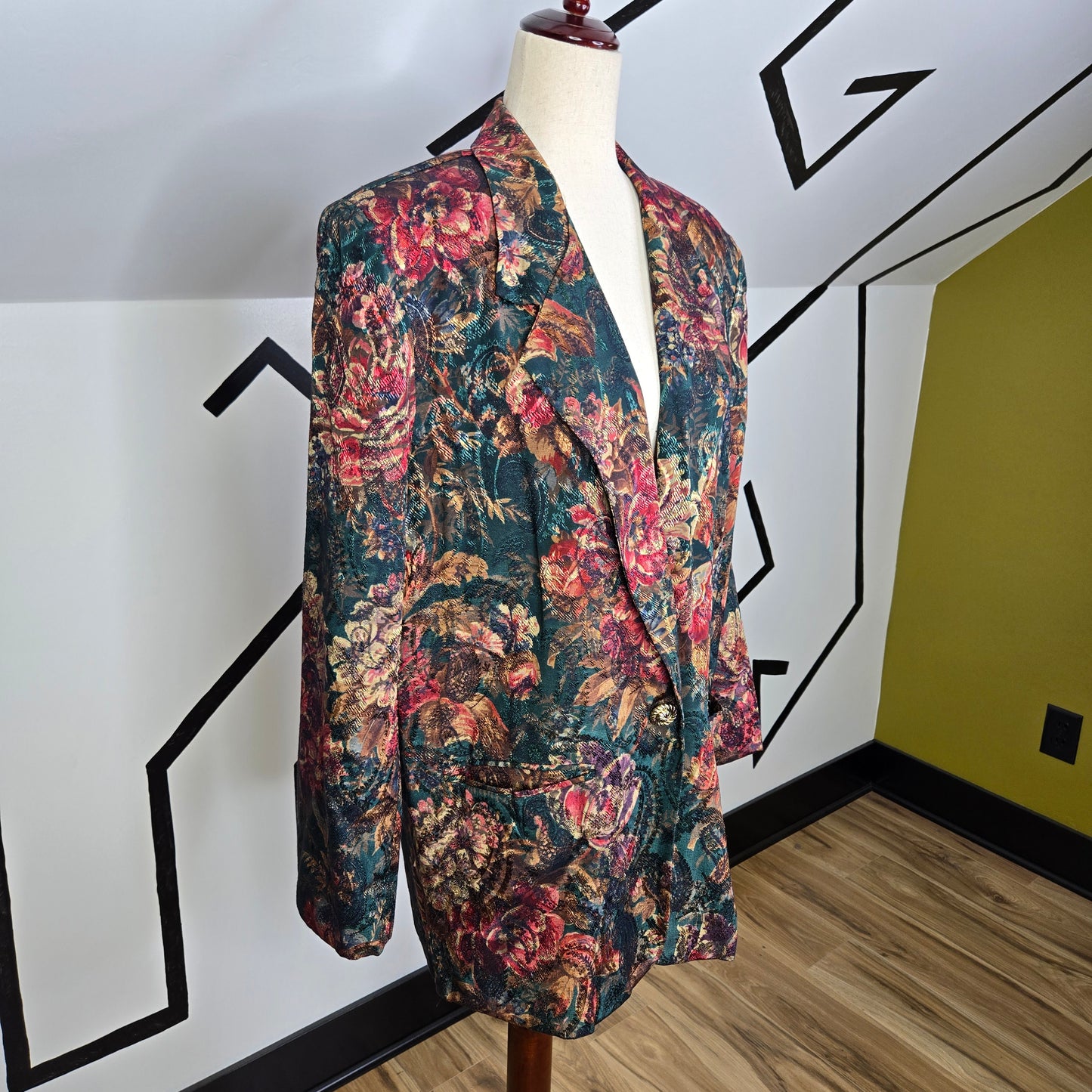 San Moire Vintage Floral Brocade Blazer - large