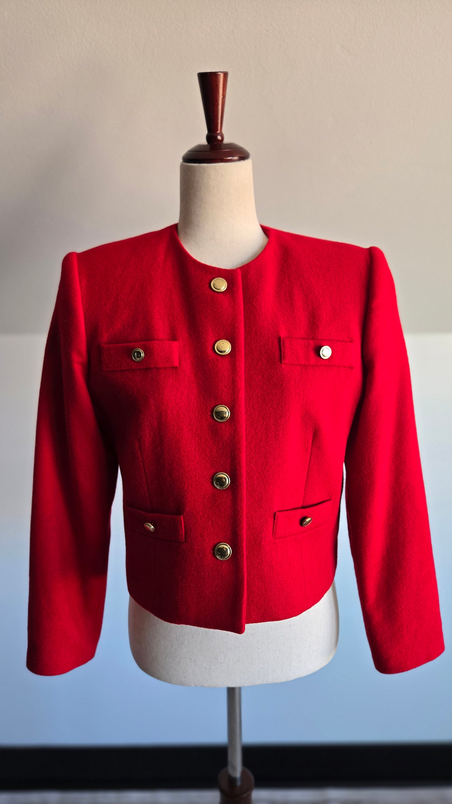 Vintage Michelle Red Cropped Wool Blazer - Small
