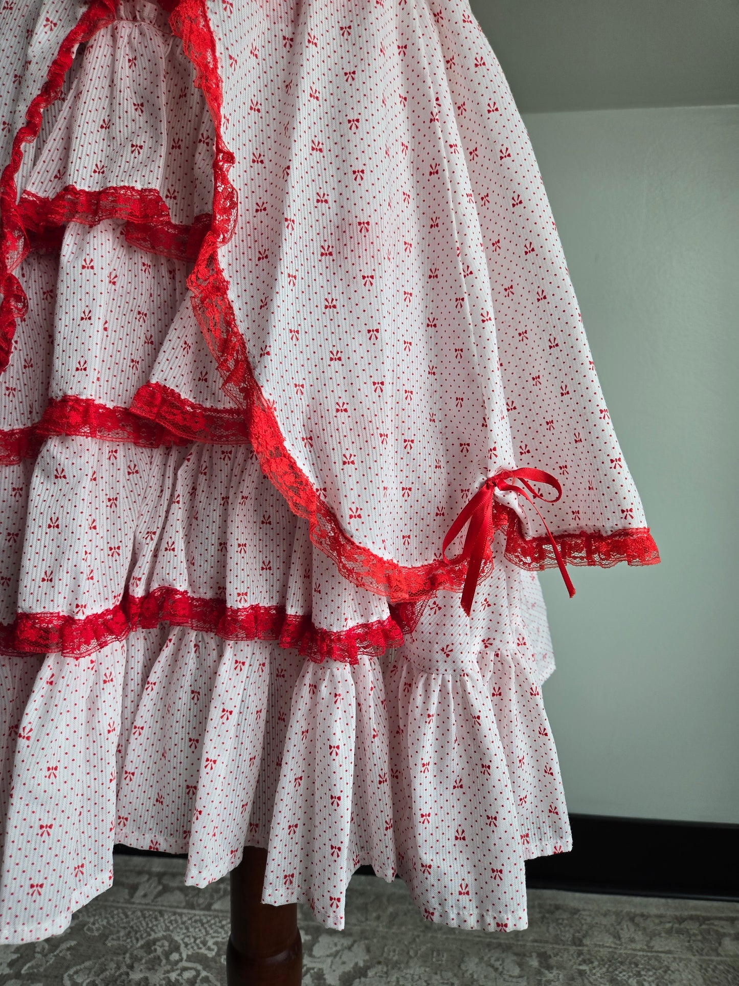 True Vintage 1960s Western Swing Dancing Dress Red and White - Small