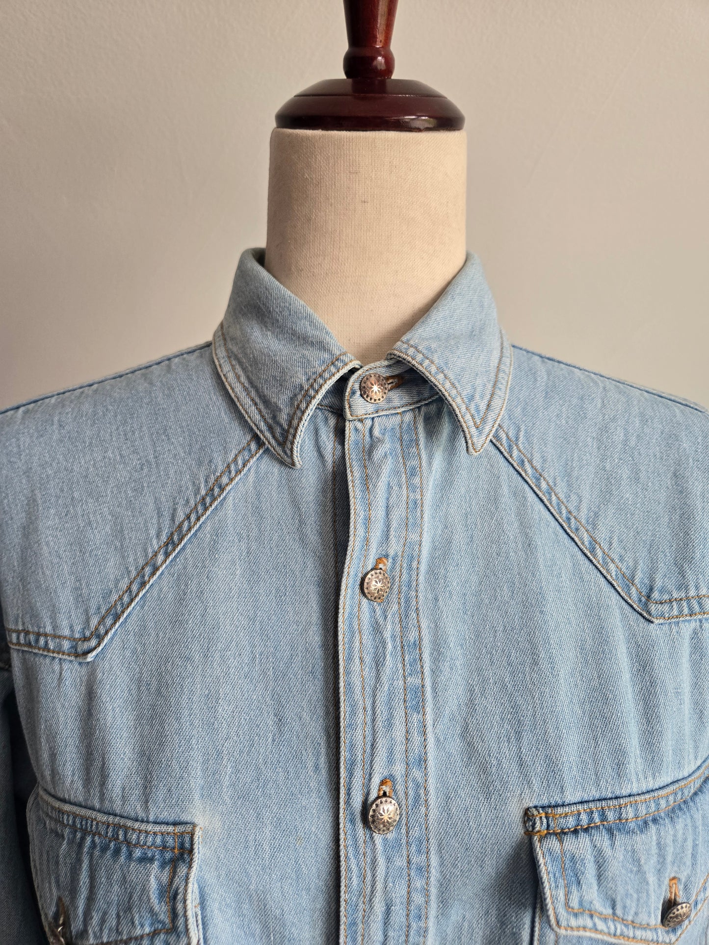 Jake Stuart Denim Shirt with Cowboy Boot Embroidery - M/L
