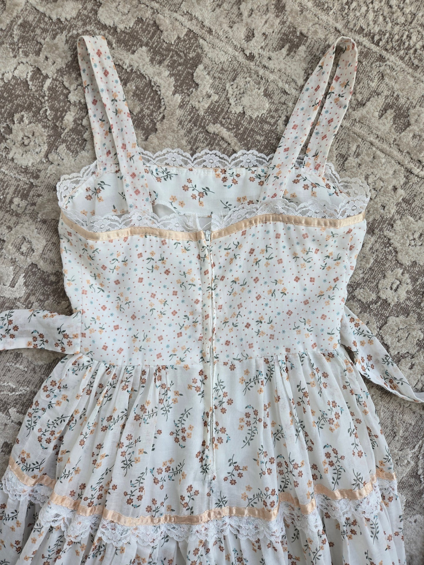 Gold Label Gunne Sax by Jessica San Fransisco Vintage 70s Calico Tiered Maxi Dress - XS