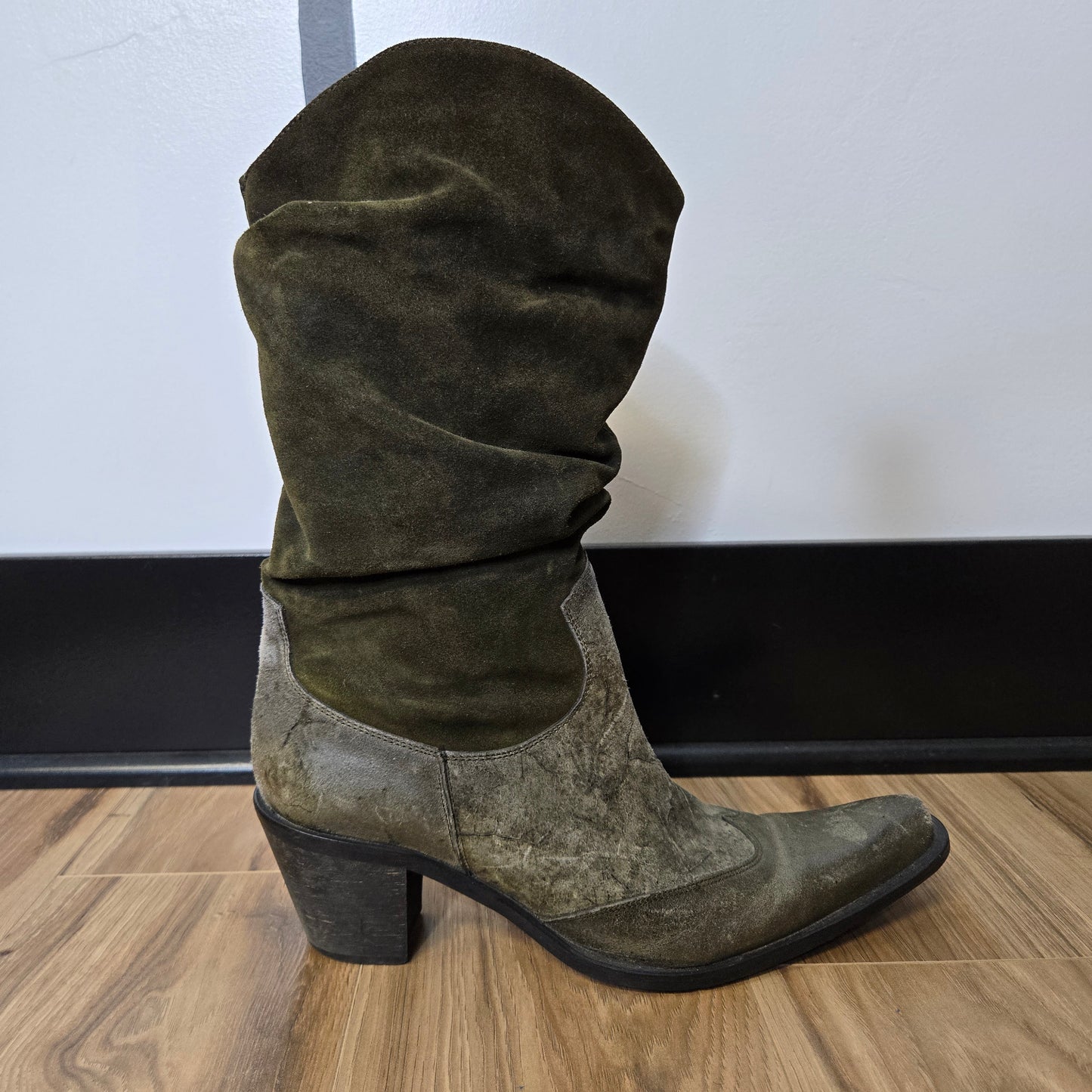 Vintage Dark Green Made in Italy Leather Western Boots