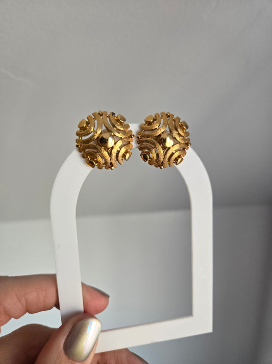 Monet Vintage Gold Round Clip On Earrings