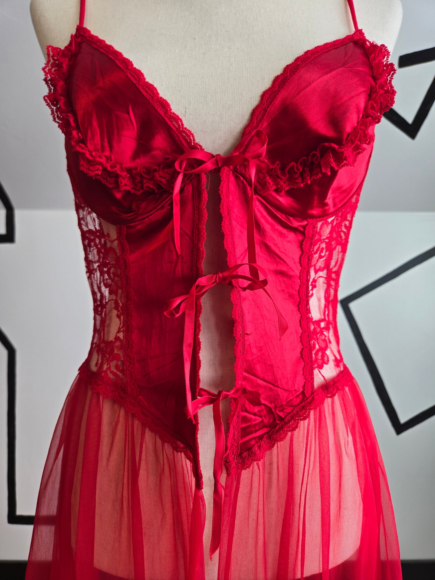 Frederick's of Hollywood Vintage Red Vampire Lingerie Dress - small