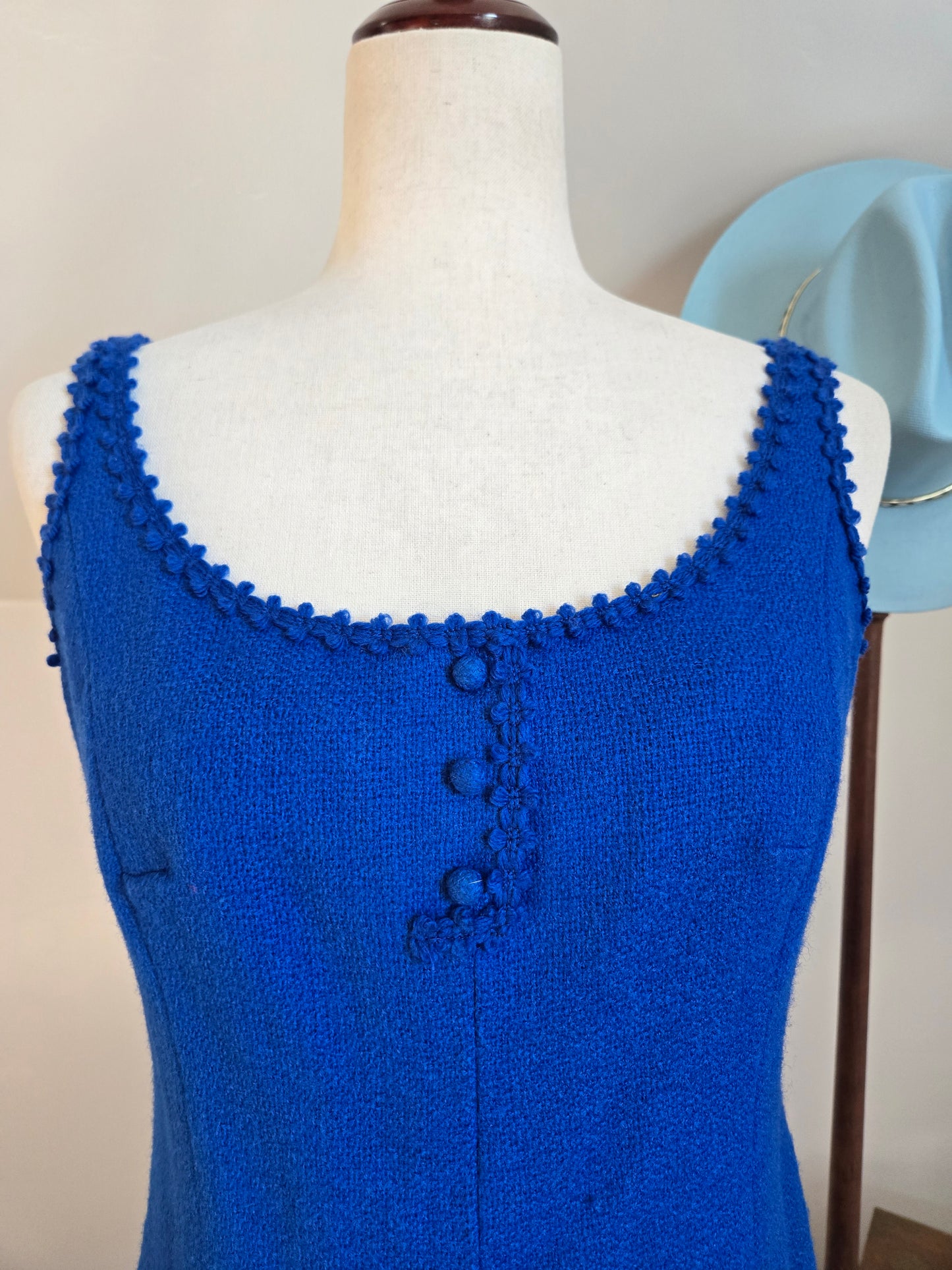 Lanz Original Vintage 70s Little Blue Wool Tank Dress - small/medium