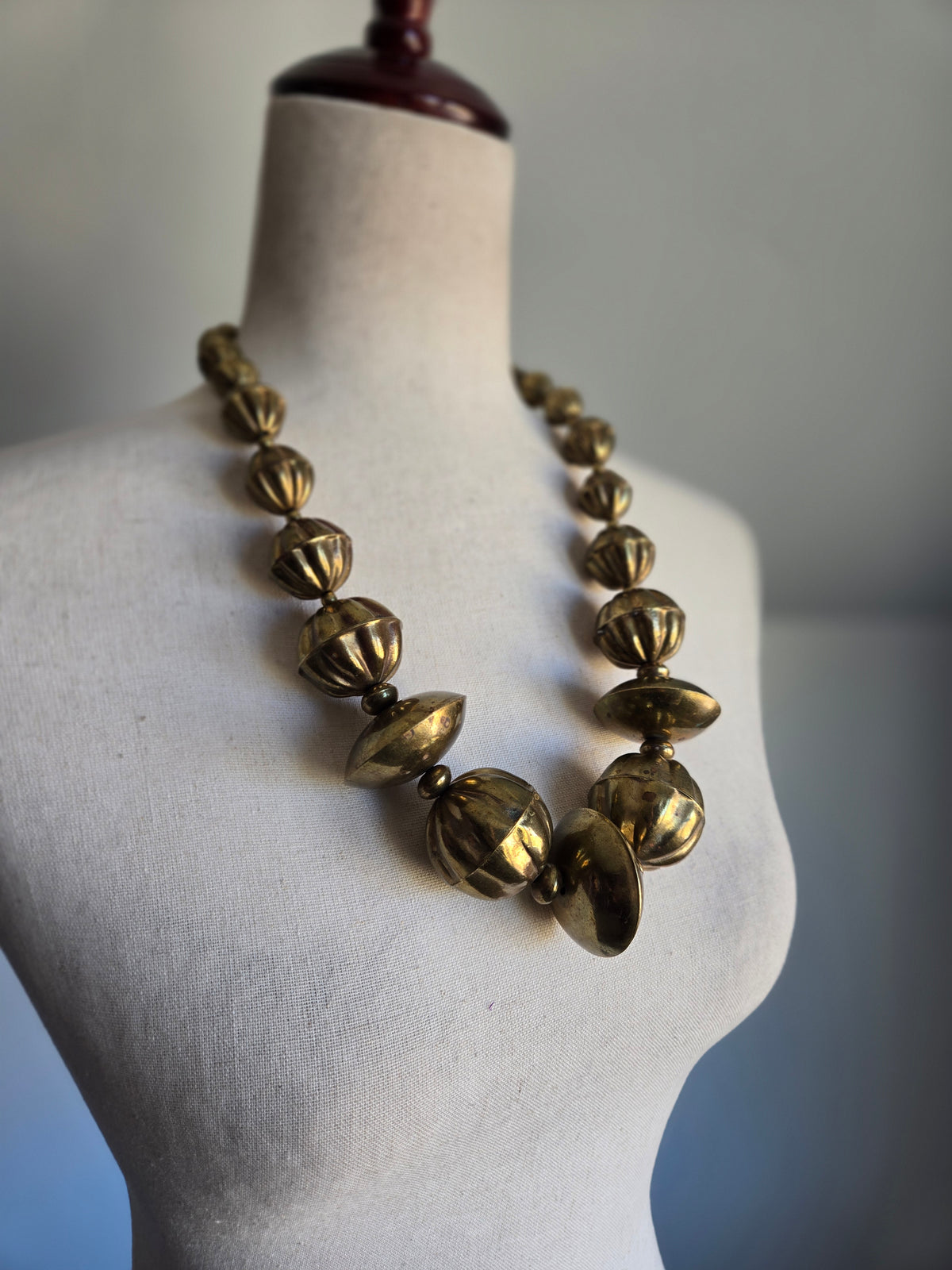 Chunky Brass Orb Statement Necklace