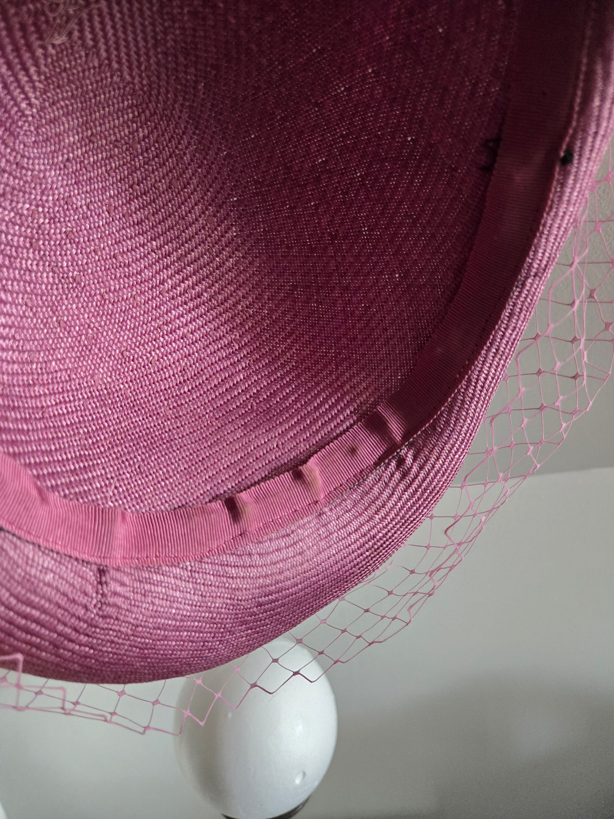 Vintage Lavender Fascinator with Mesh and Feathers