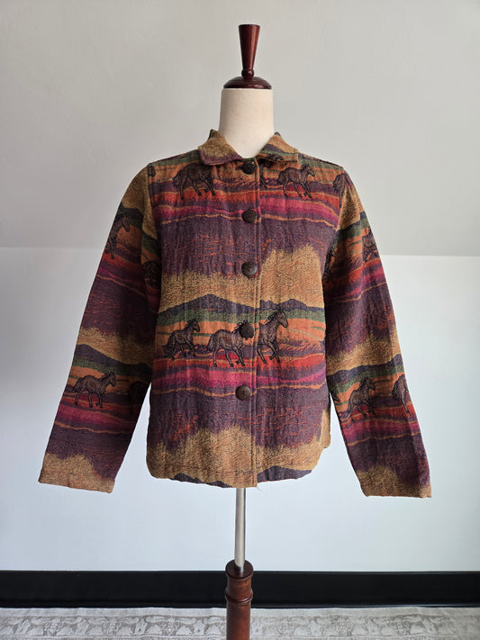Sara Studio Vintage Horse Tapestry Jacket - small
