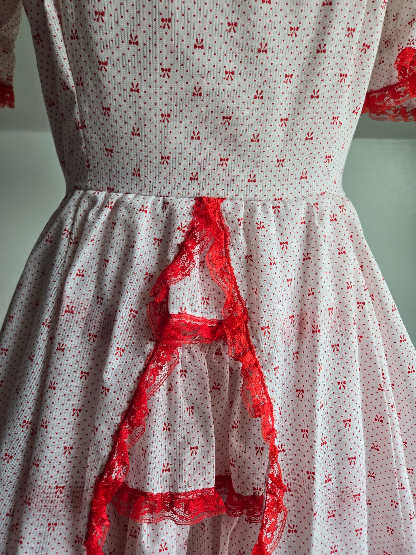 True Vintage 1960s Western Swing Dancing Dress Red and White - Small