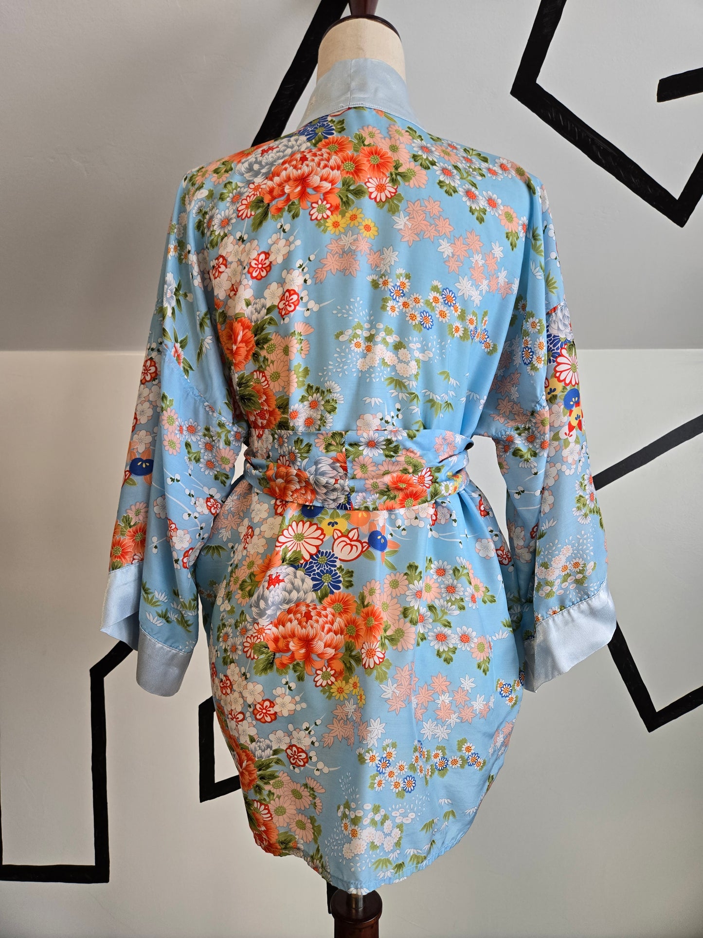 Authentic Blue Kimono Top with Belt - OS