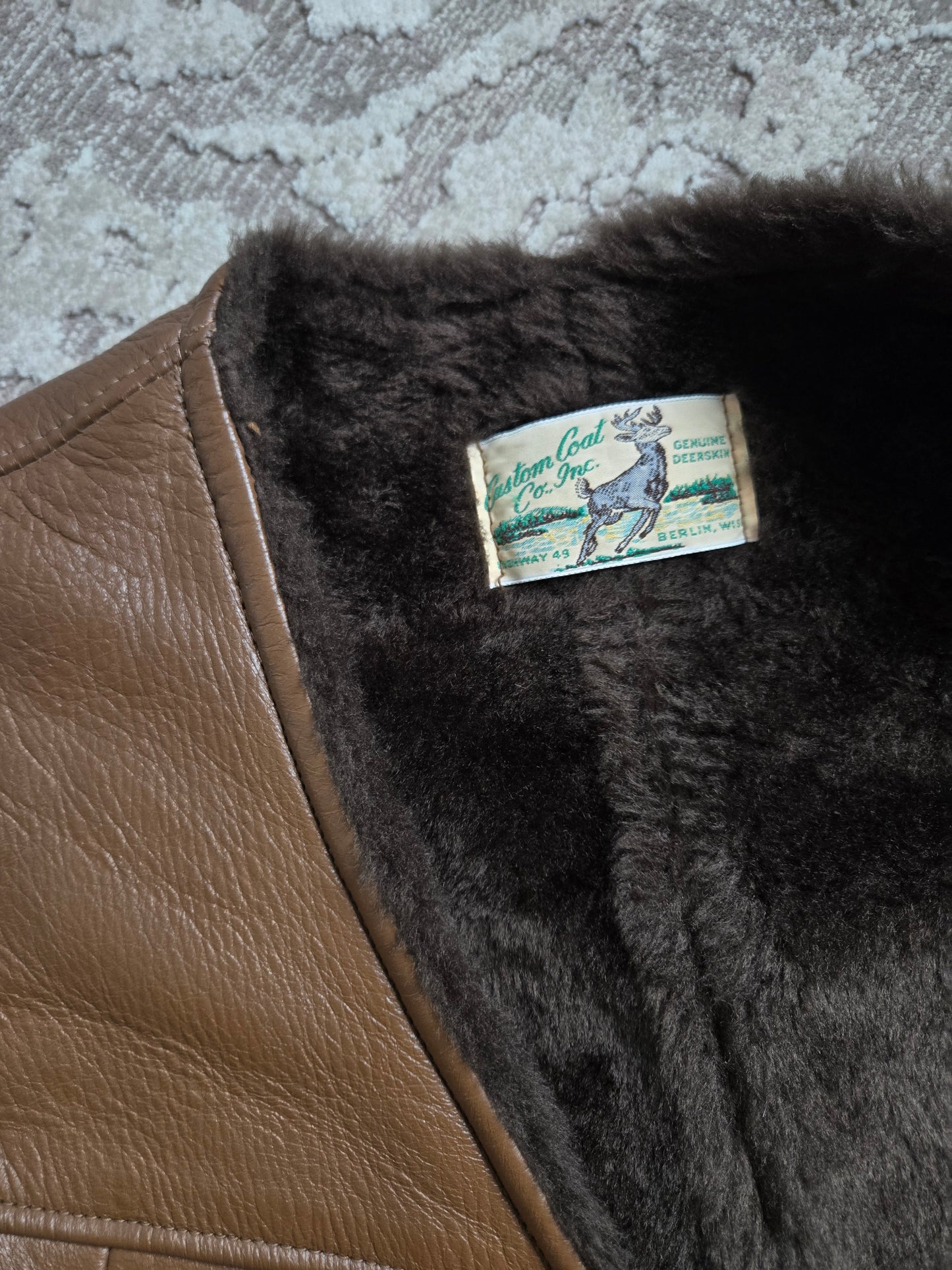Vintage 1960s Deerskin Leather Shearling Lined Vest - M/L