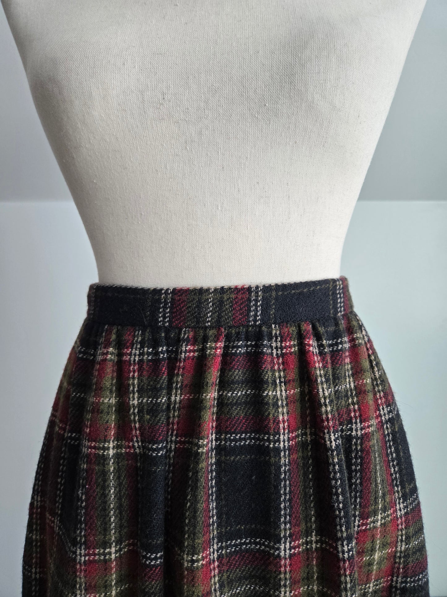 Dana Point California Vintage 80s Wool Plaid Blanket Skirt - W28"