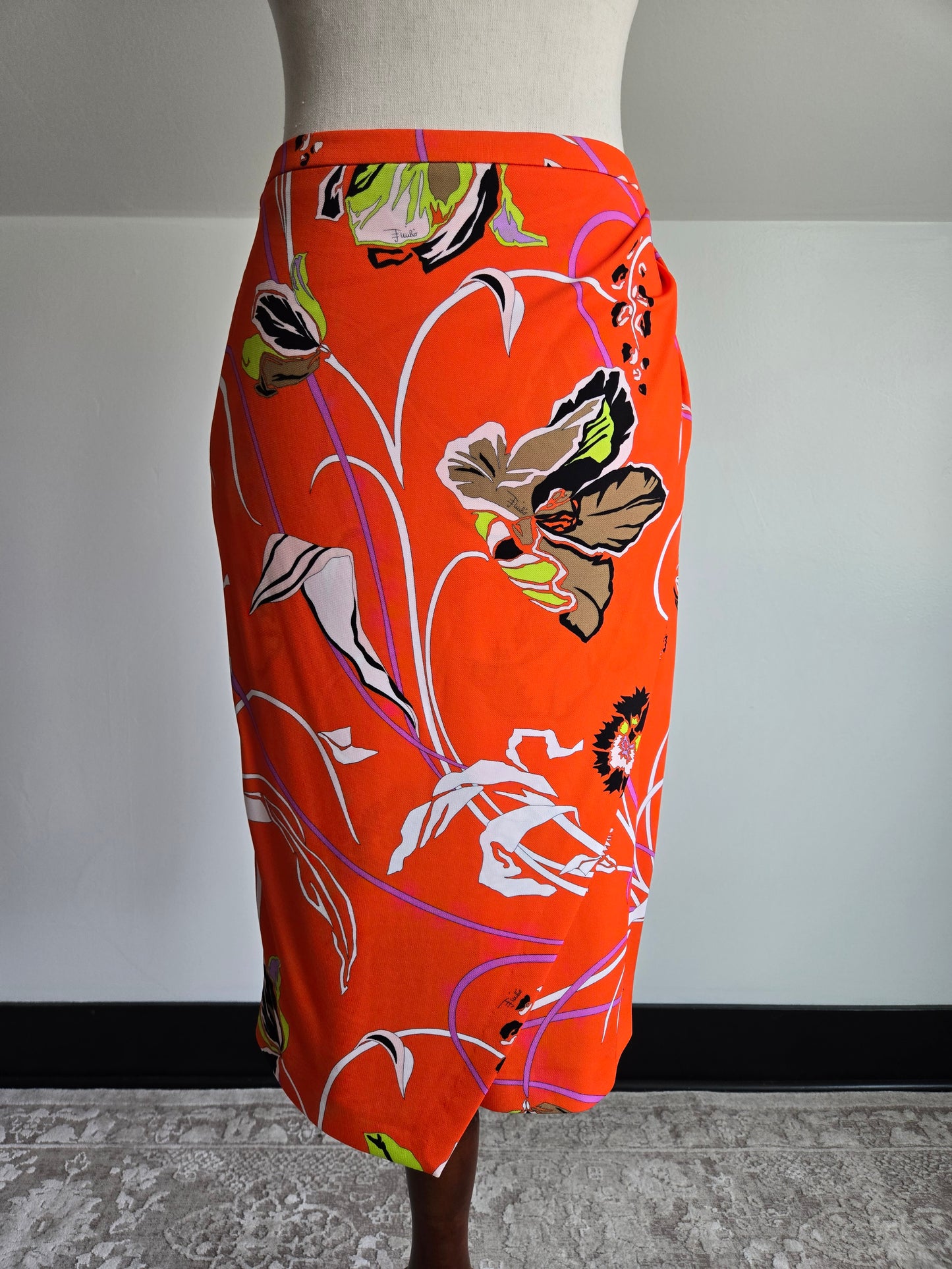 Vintage Emilio Pucci Made in Italy Fluilio Signed Print Skirt - Small
