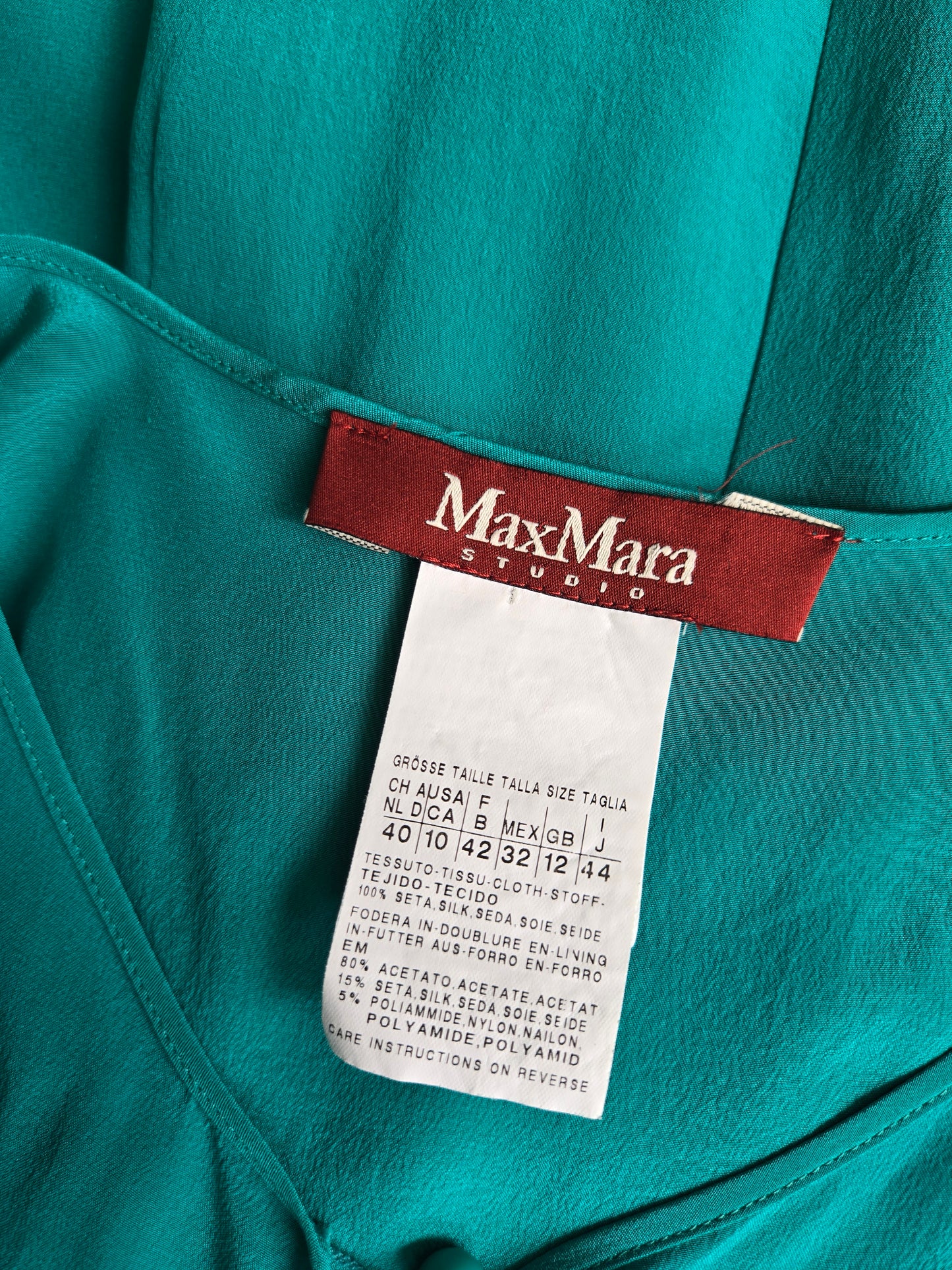 Max Mara Turquoise Silk Dress - Small