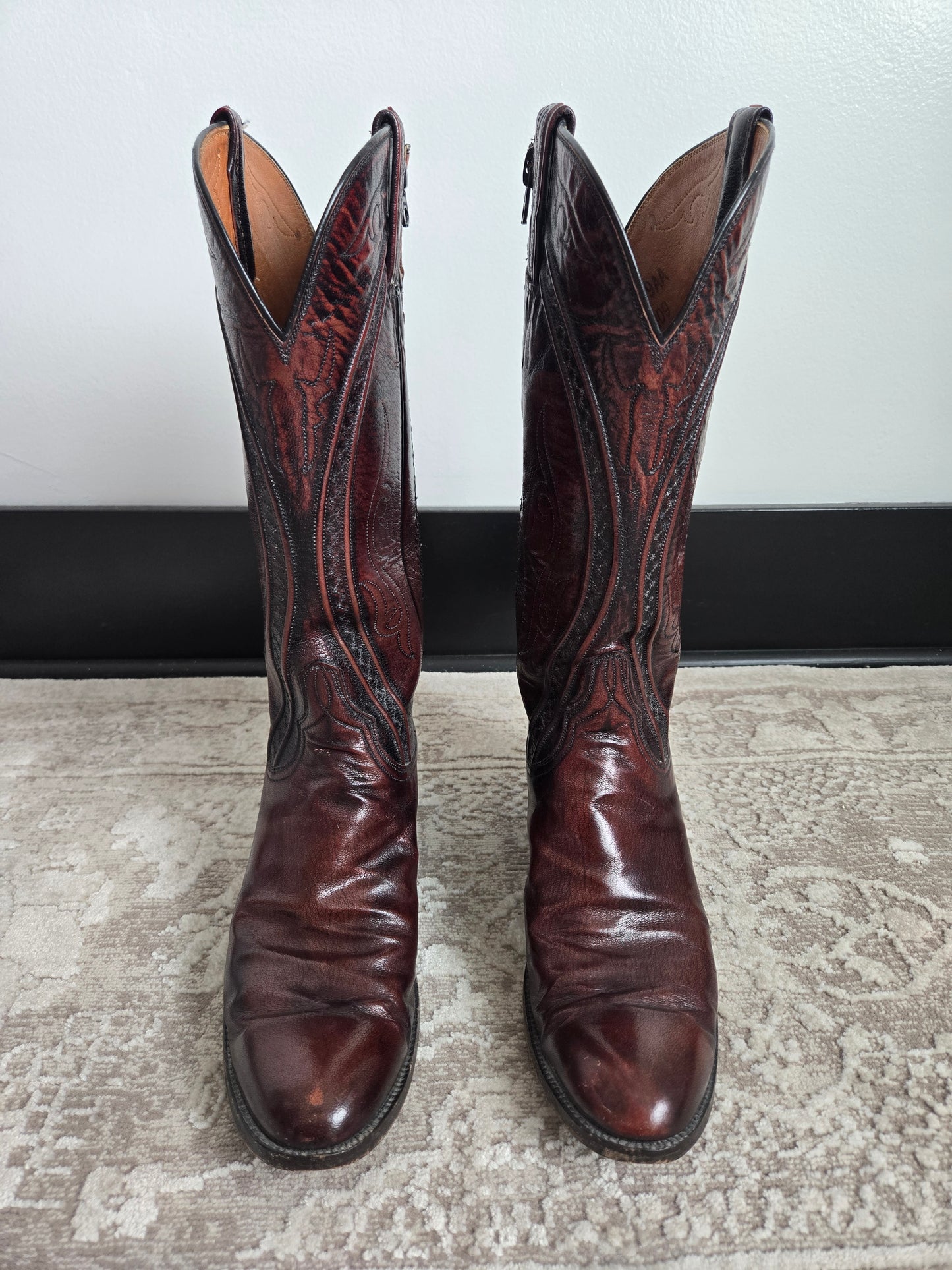 Lucchese San Antonio Black Cherry Leather Western Boots - Size 9 (womens)