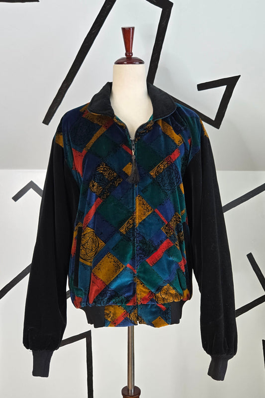 Rose Walker Western Velvet Bomber Jacket with Horse Hair Puller