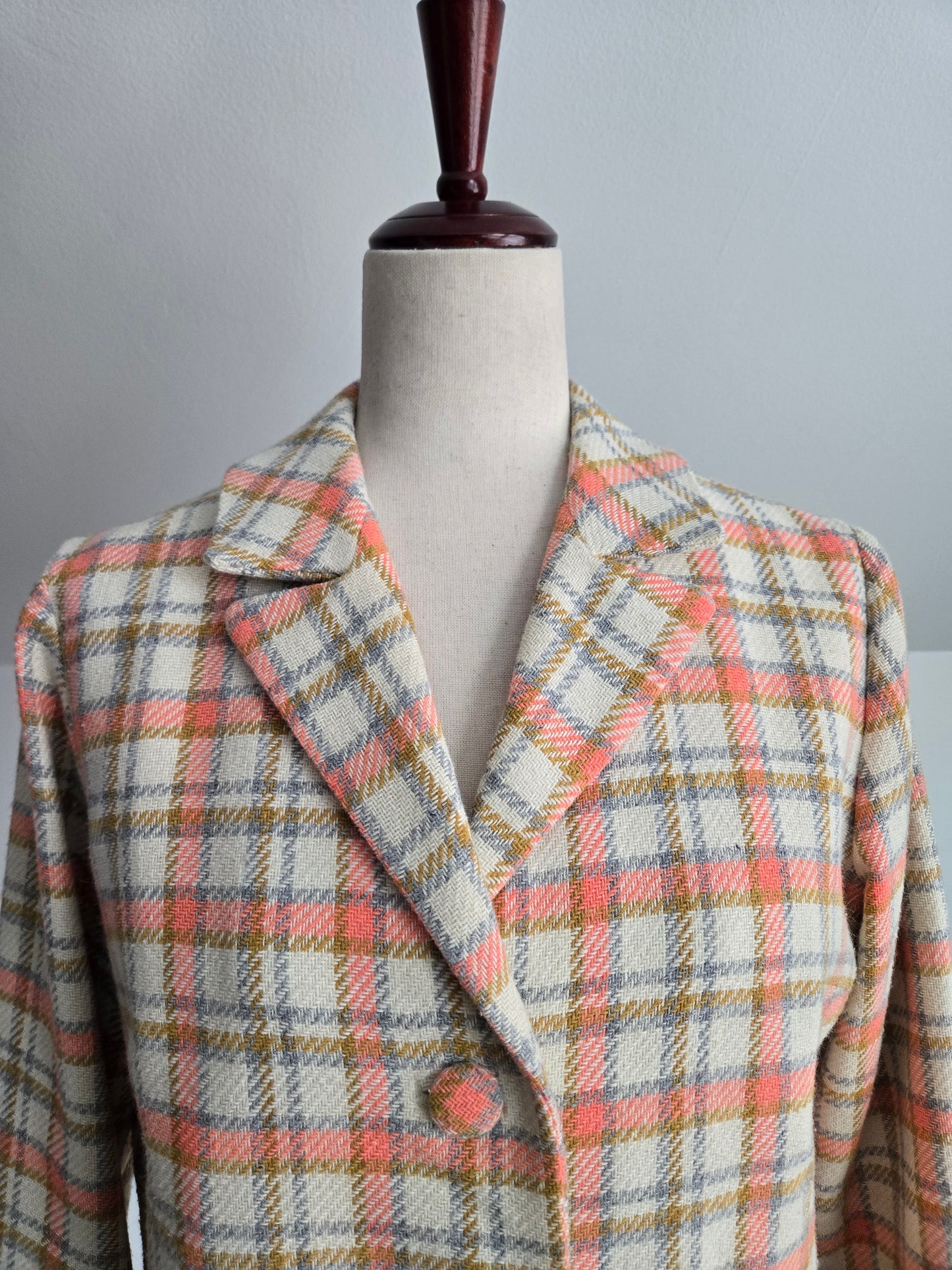 Vintage 70s Plaid Blazer and Skirt Two Piece Set - Medium/Large