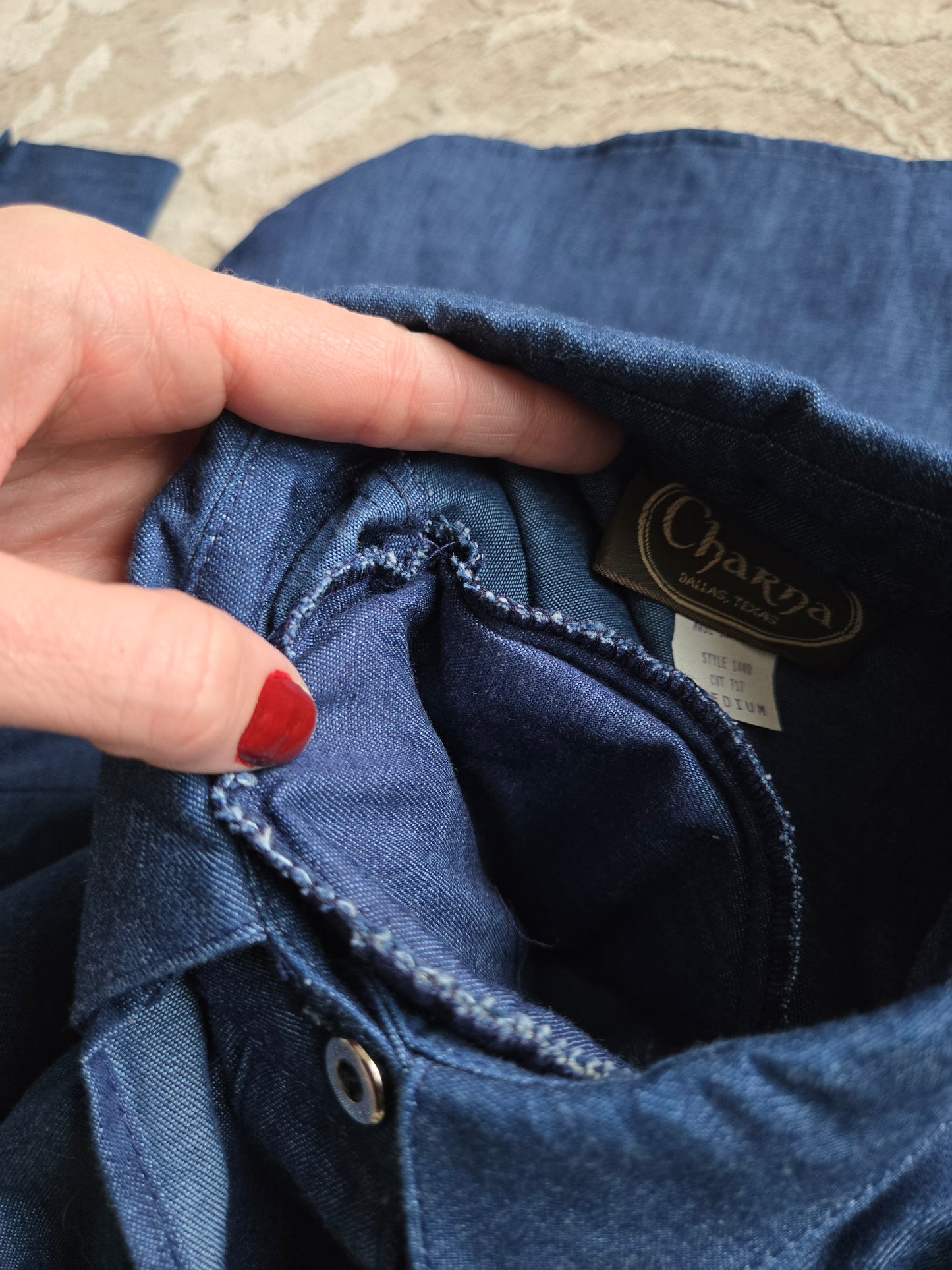 Vintage Western Charna of Dallas, Texas Denim Cape Top Shirt - medium