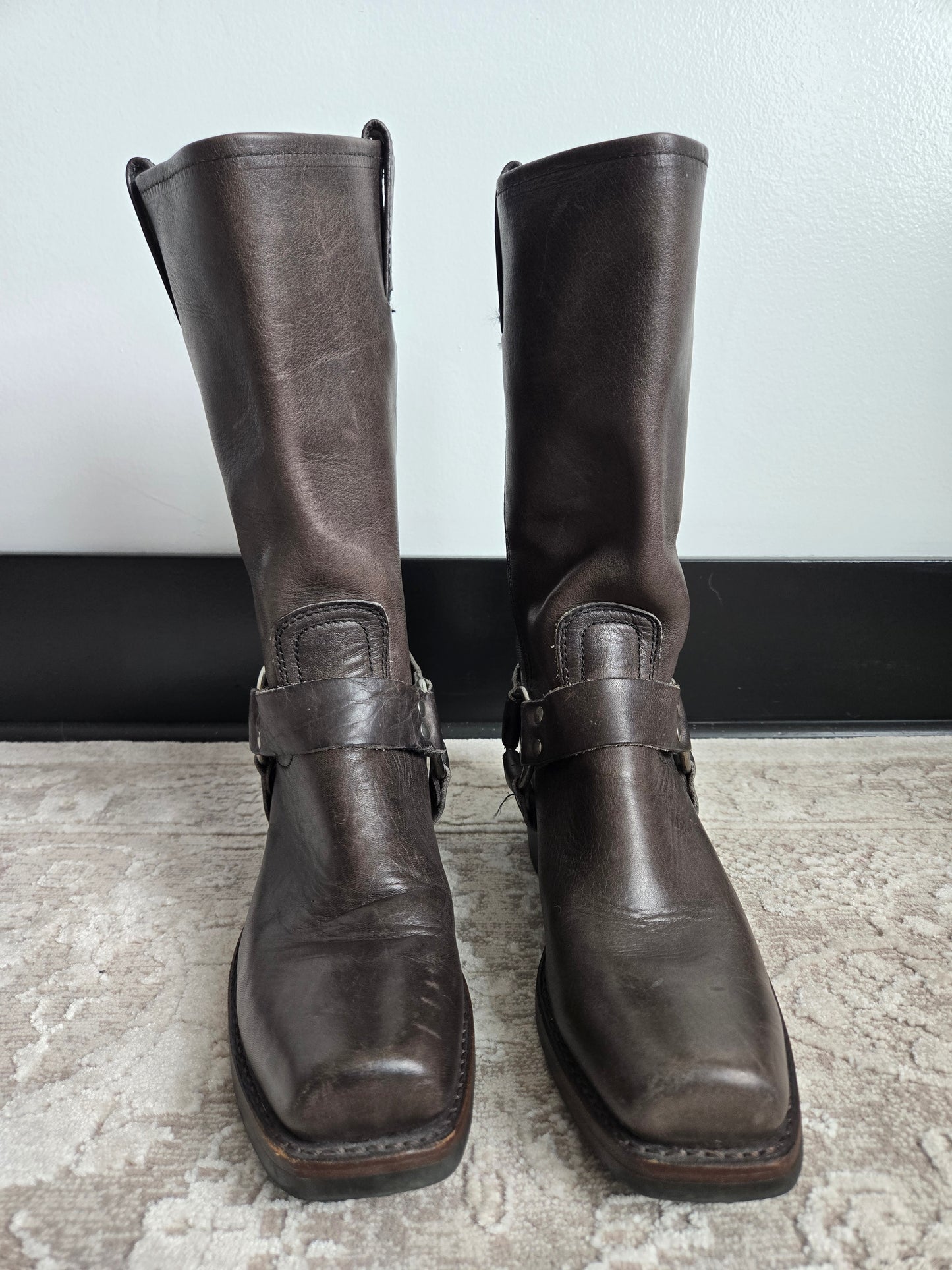 Frye Dark Brown Leather Harness Boots - Size 8.5 (womens)