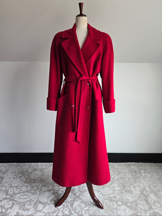 Vintage Nordstrom Gallery Red Camel Hair Over Coat Made in USA - L/XL