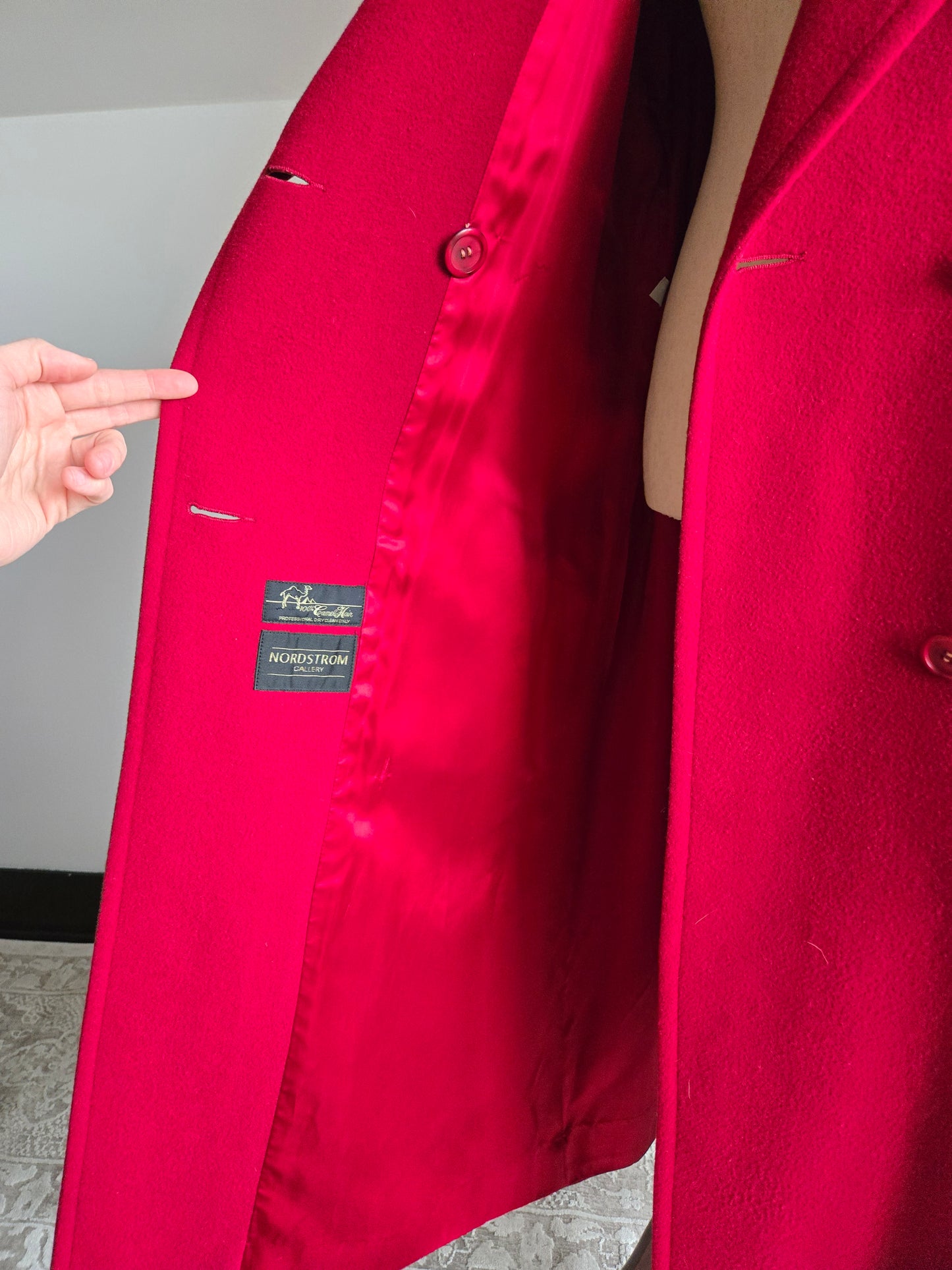 Vintage Nordstrom Gallery Red Camel Hair Over Coat Made in USA - L/XL