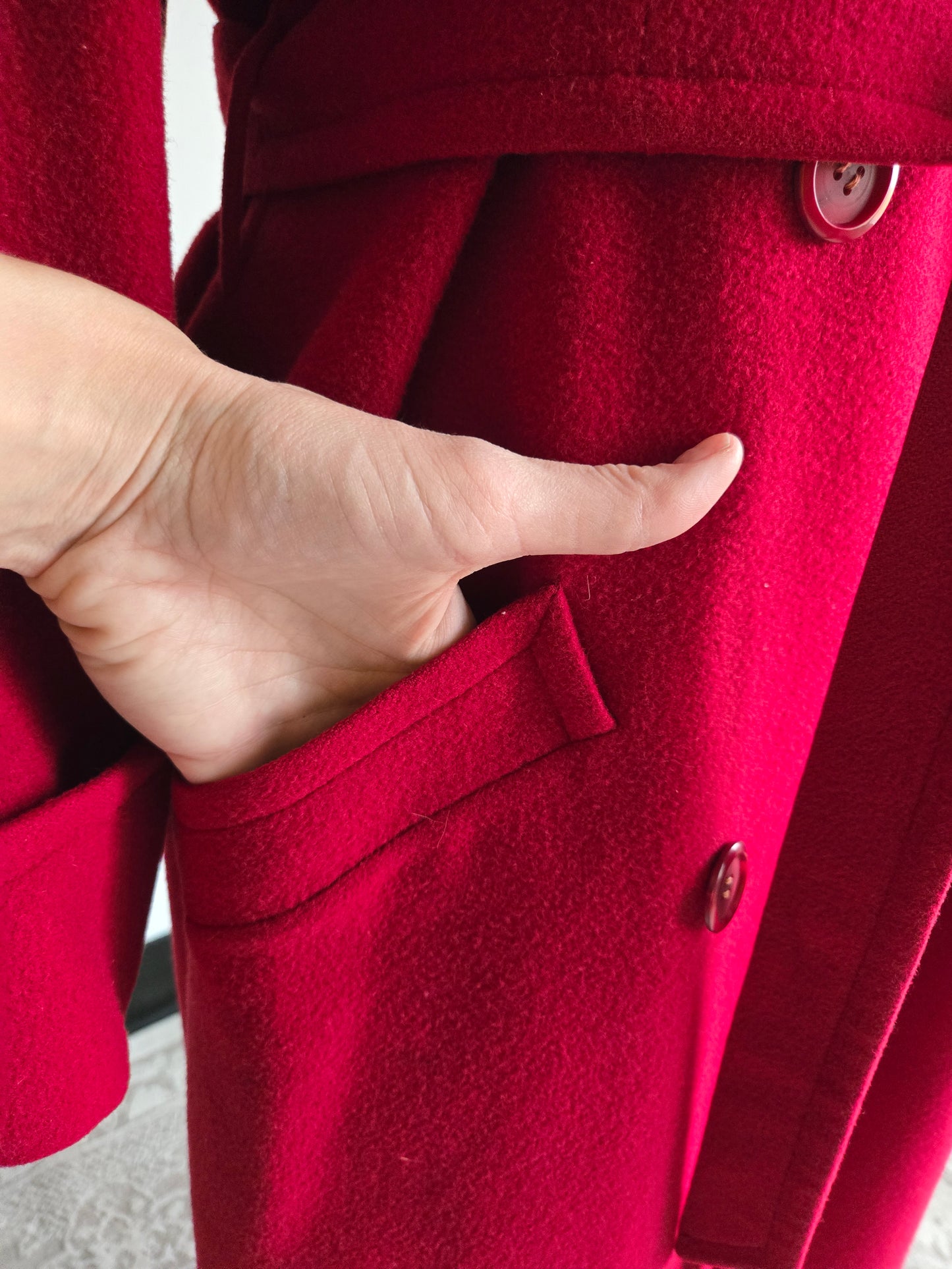 Vintage Nordstrom Gallery Red Camel Hair Over Coat Made in USA - L/XL