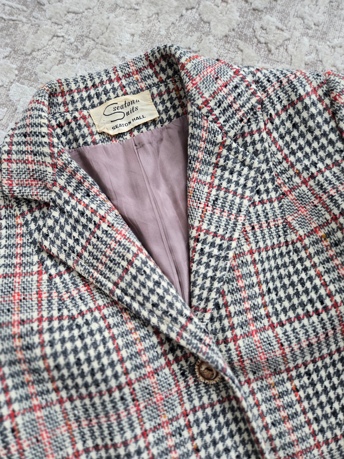 Vintage 60s Seatona Suits by Seaton Hall Plaid Wool Jacket - Small
