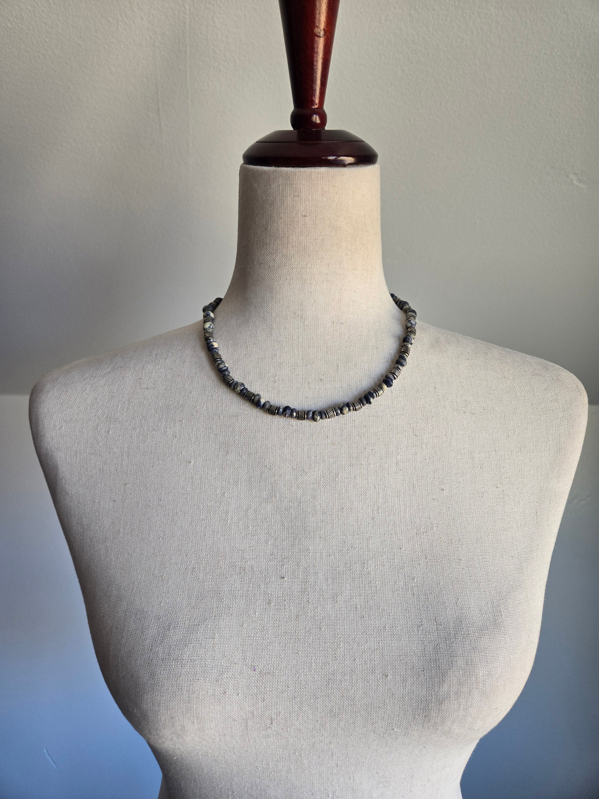 Navy Beaded Boho Necklace