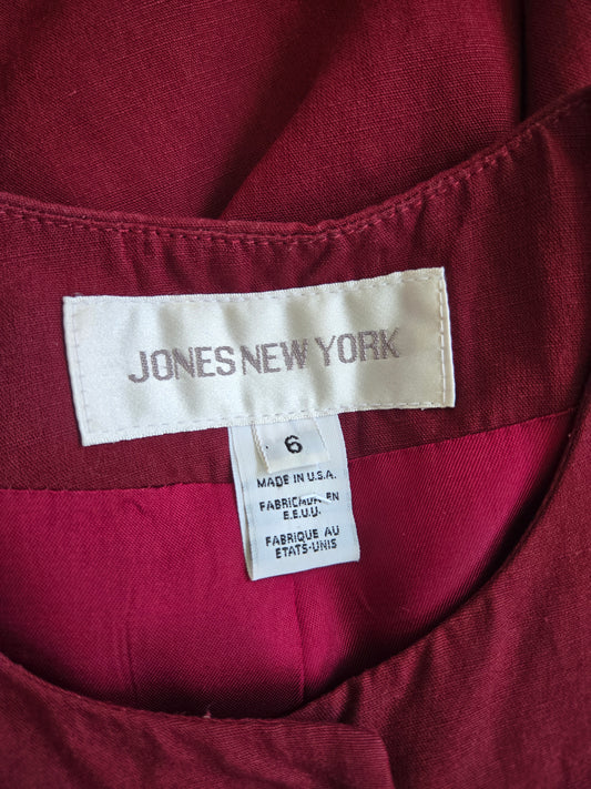 Vintage Jones New York Burgundy Linen Blazer - Size 6