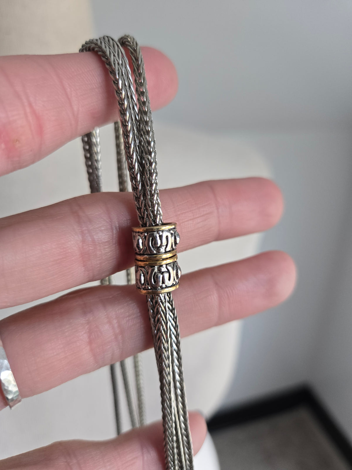 Premier Designs Silver Necklace with Black Glass Bead Drop