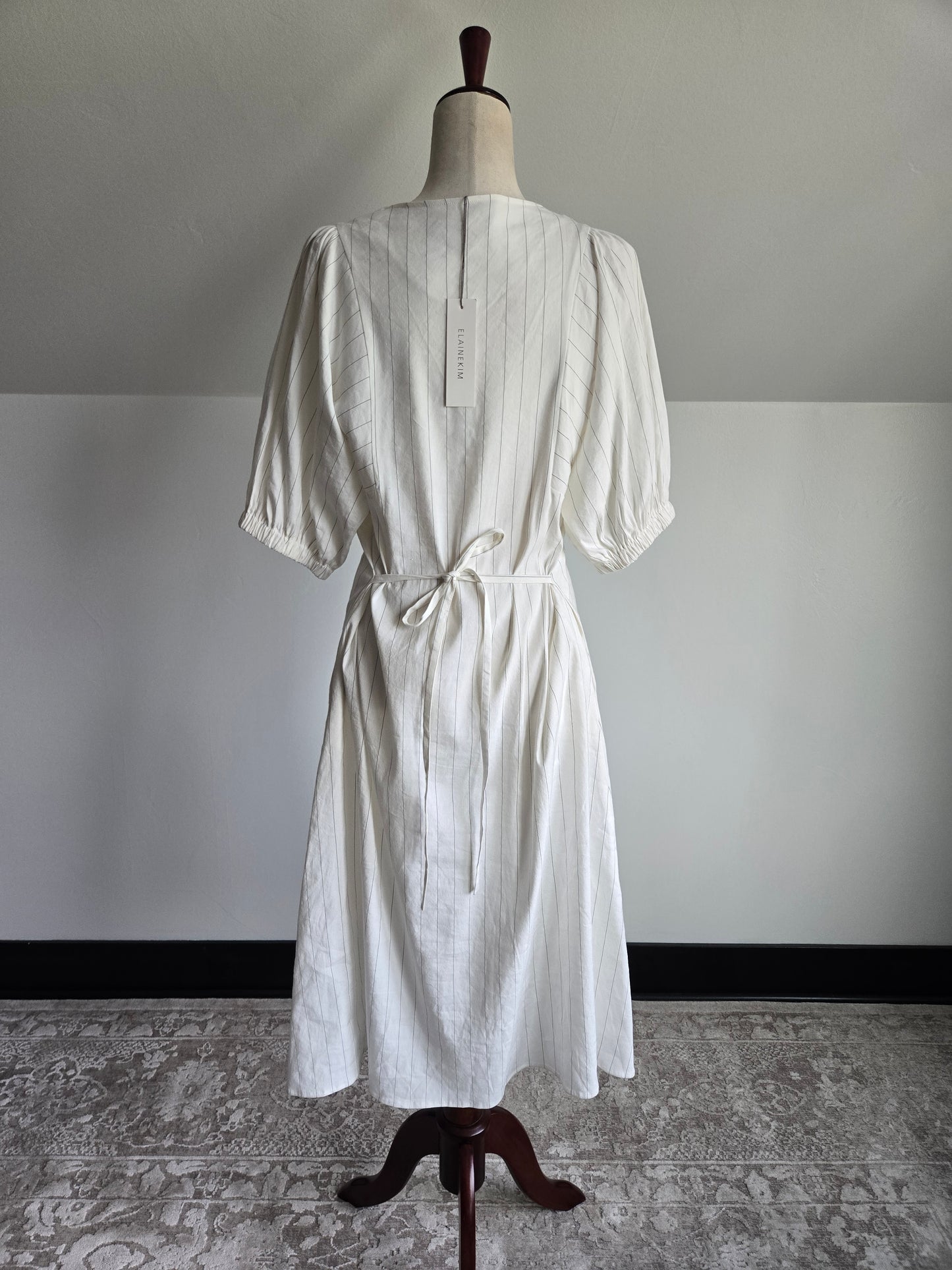 Elaine Kim NWT Linen Blend Pinstripe Dress - Large