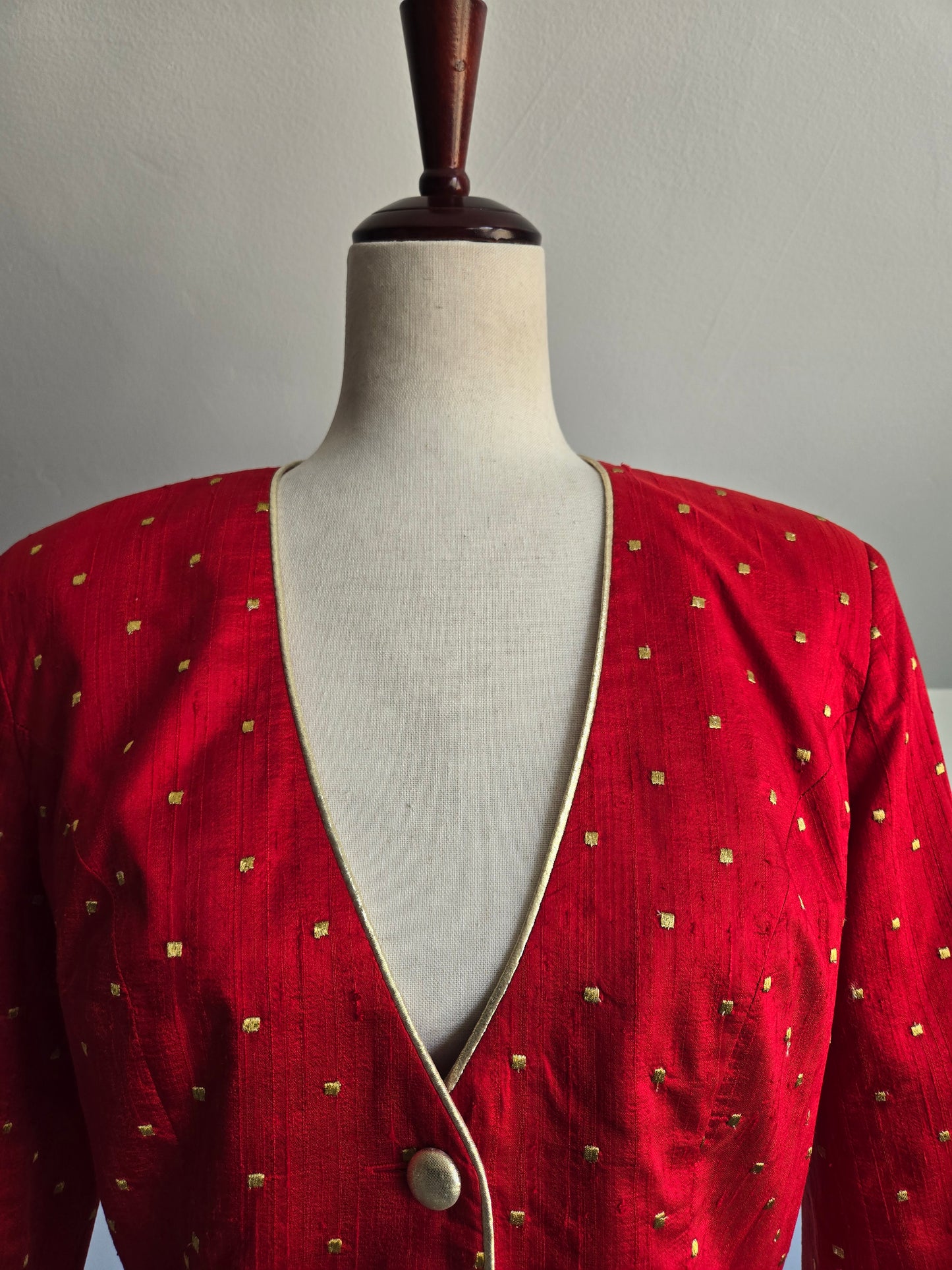 Vintage 80s Hobby Horse Red Silk Western Blazer - M/L