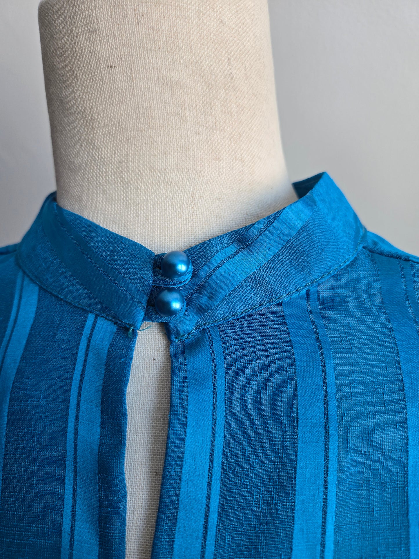 Miss Oops California Vintage 80s Blue Stripe Dress - small