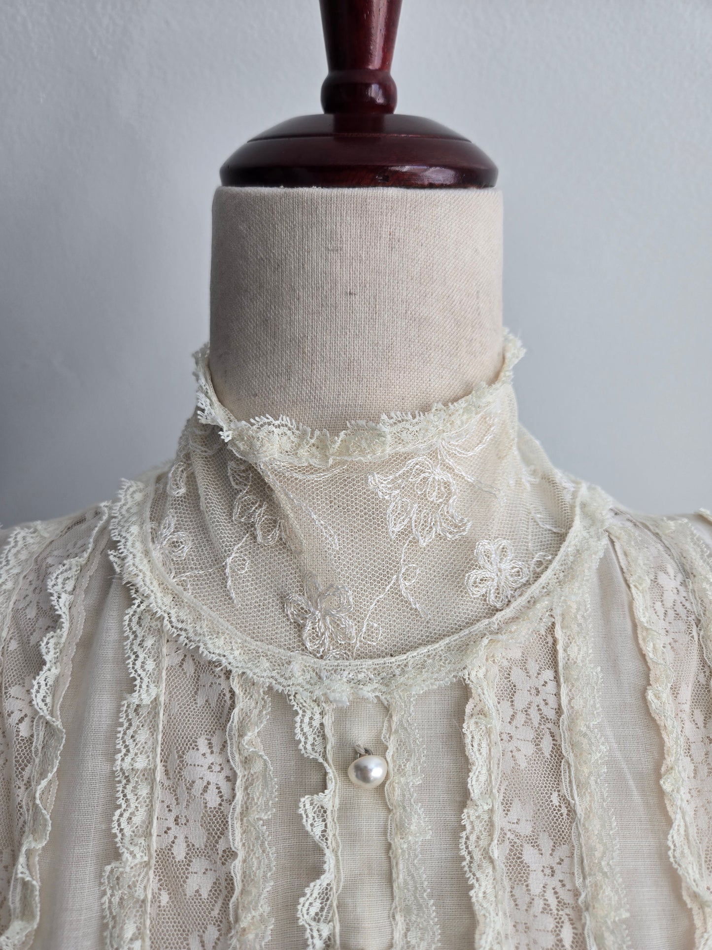 Gold Label Gunne Sax by Jessica San Freansisco Vintage 70s Lace Ethereal Dress - XS