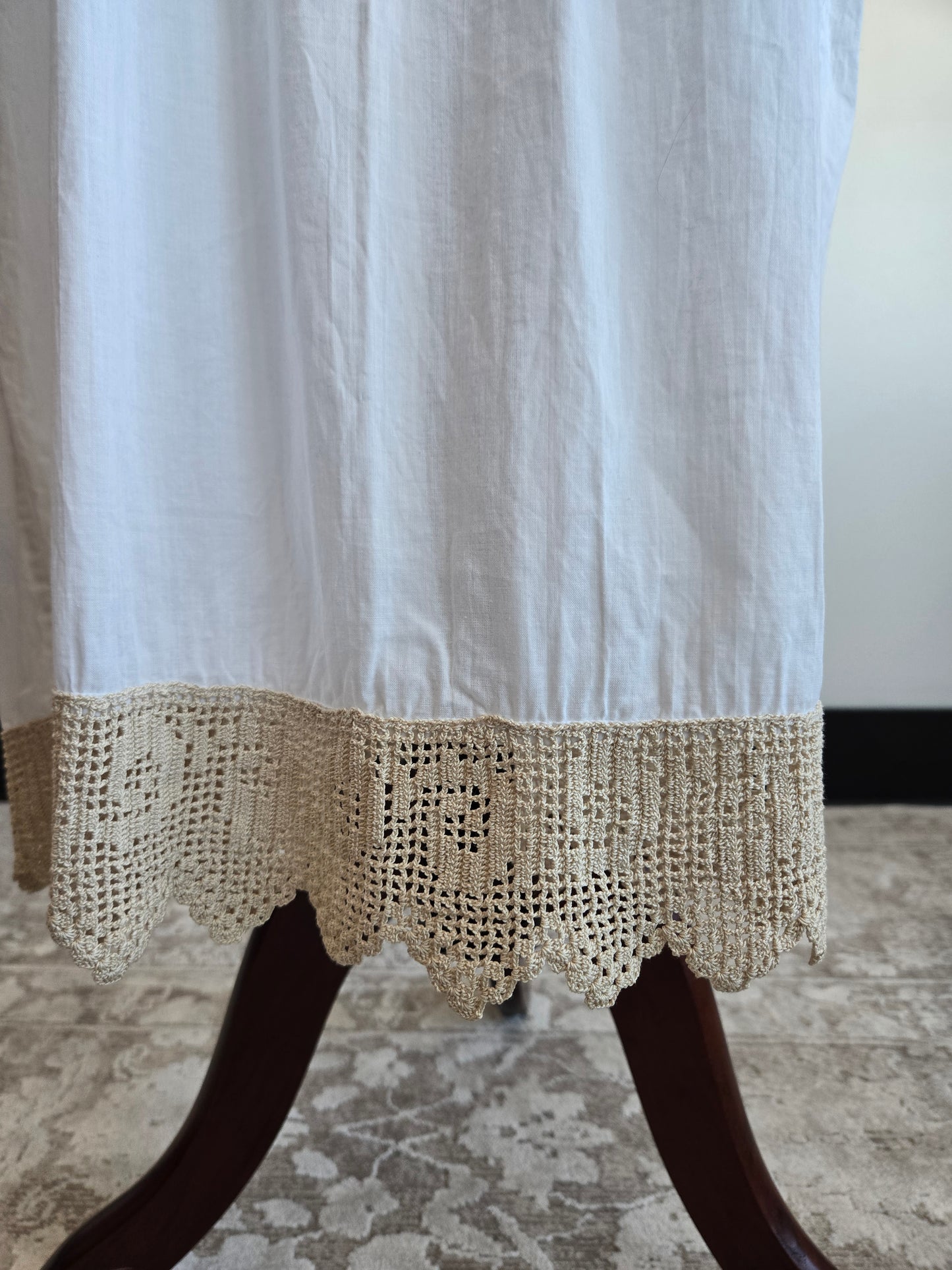 Vintage White Cotton and Crochet Lingerie Slip Dress - S/M