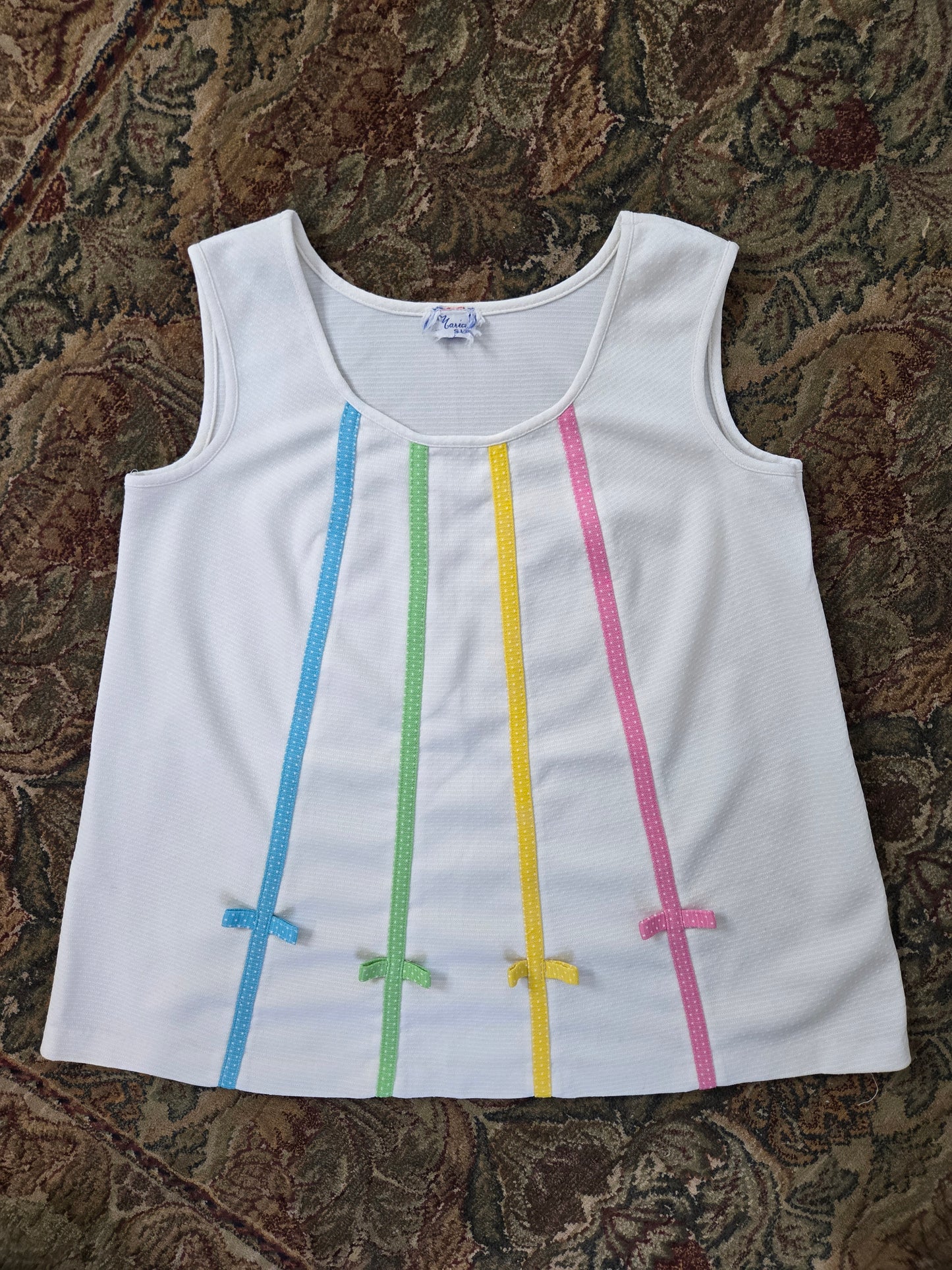 Mario Vintage 60s Colorful Bow Tank Top - Large
