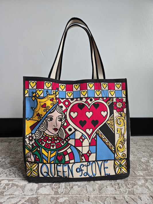 Brighton Queen of Hearts Cotton Canvas Large Tote