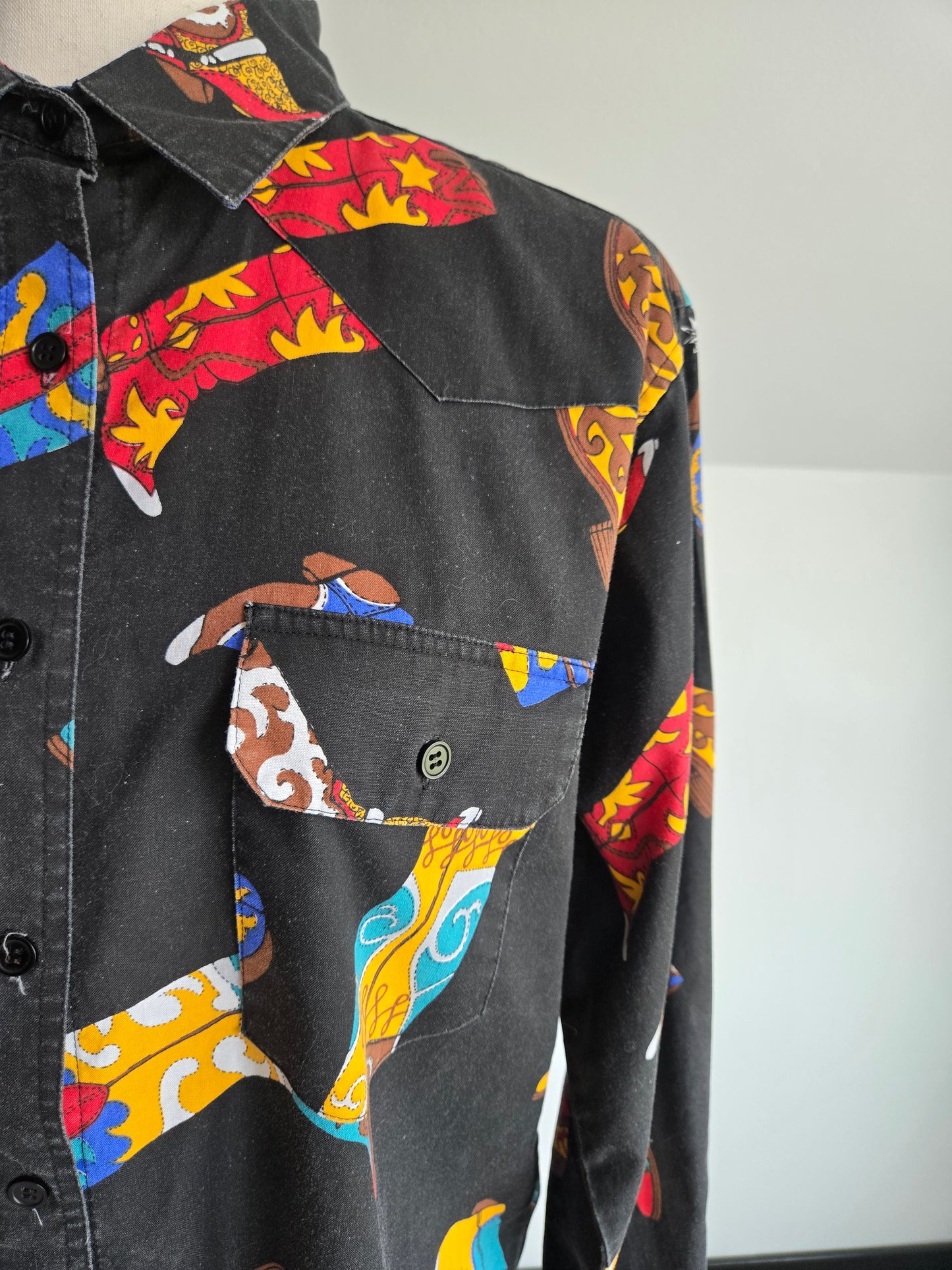 Vintage Western Cowboy Boot Shirt - Large