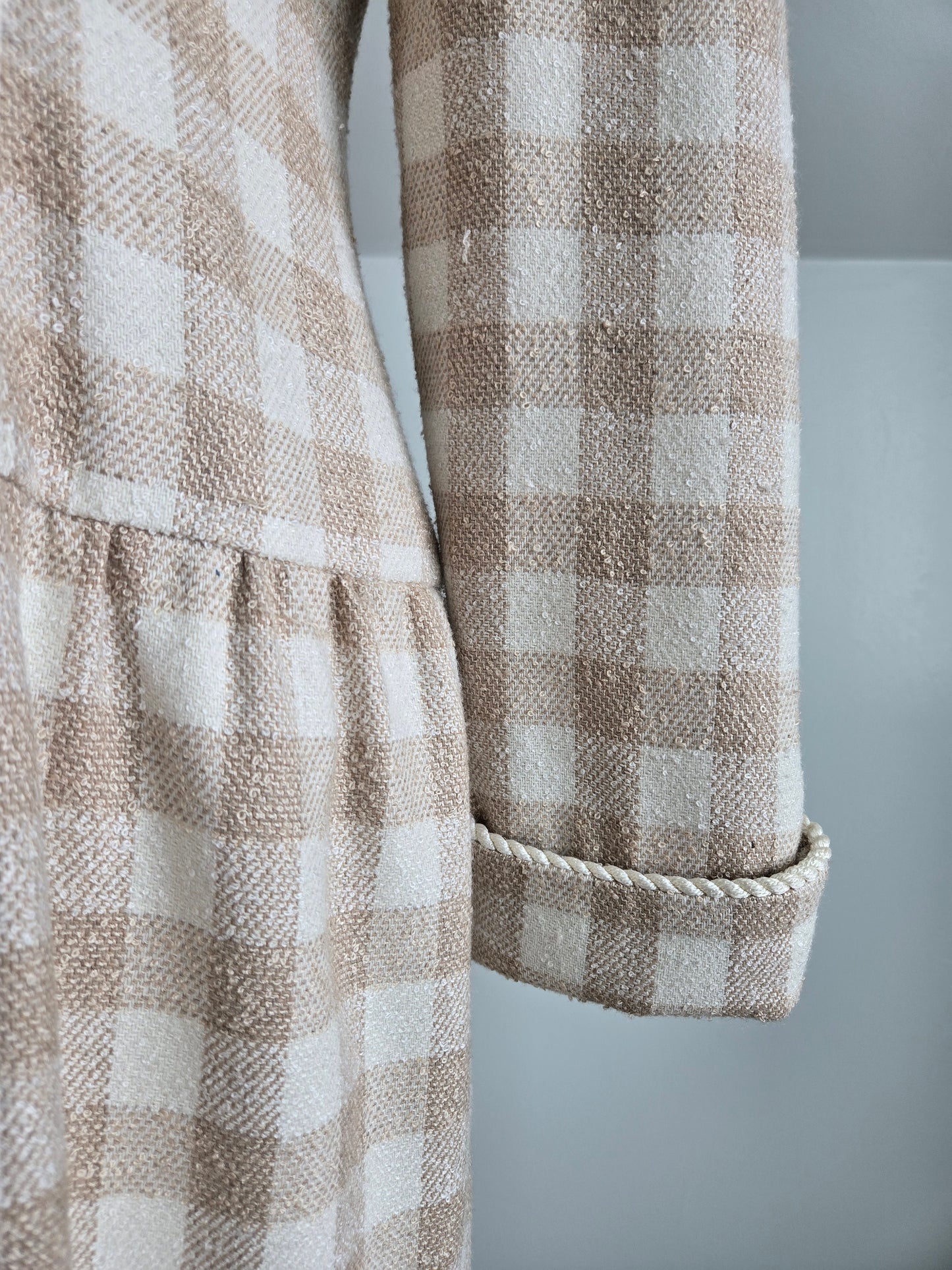 Maggy Boutique Vintage 80s Neutral Plaid Double Breasted Dress - Medium