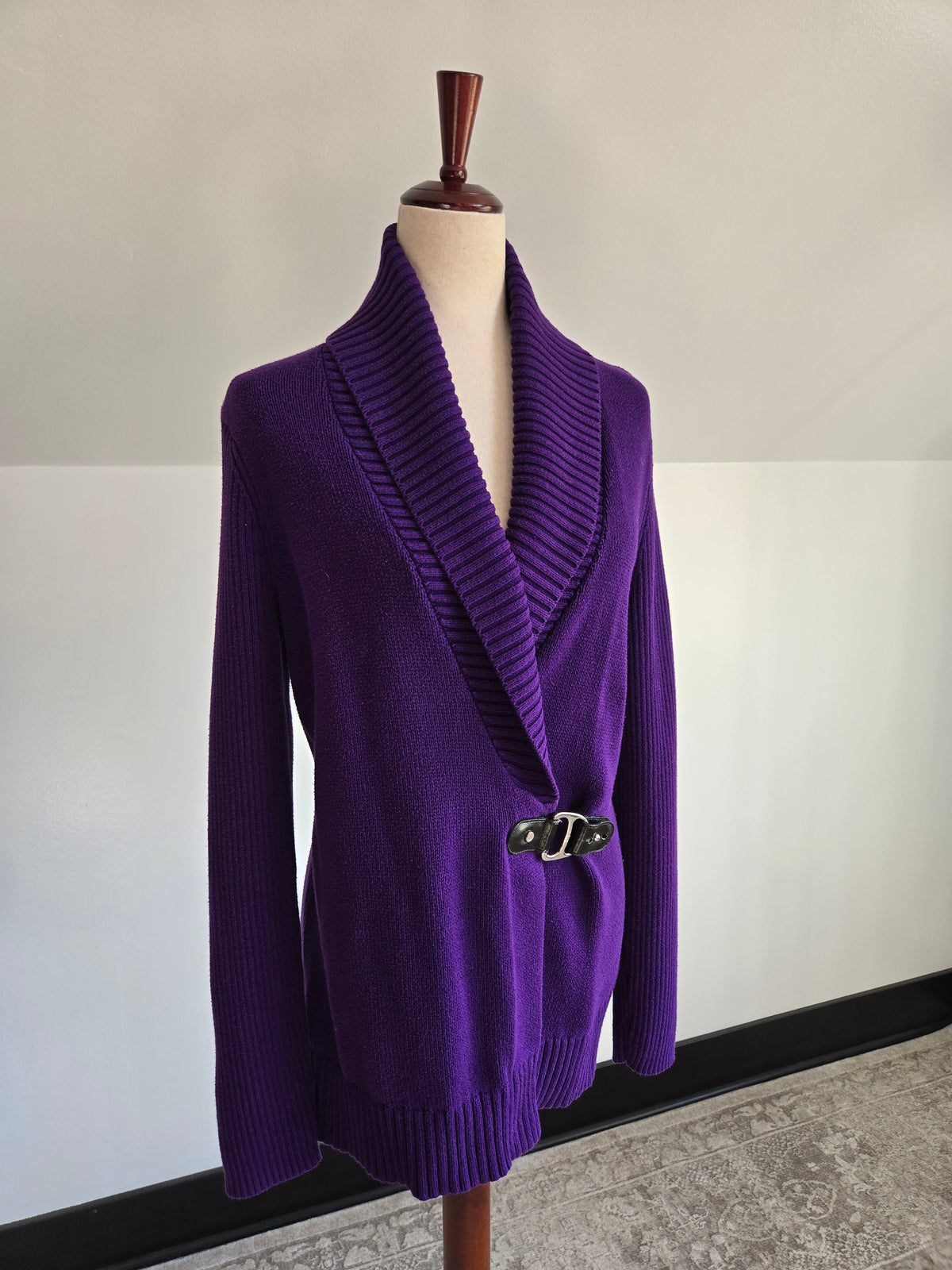 Lauren Ralph Lauren Purple Equestrian Cardigan - Large