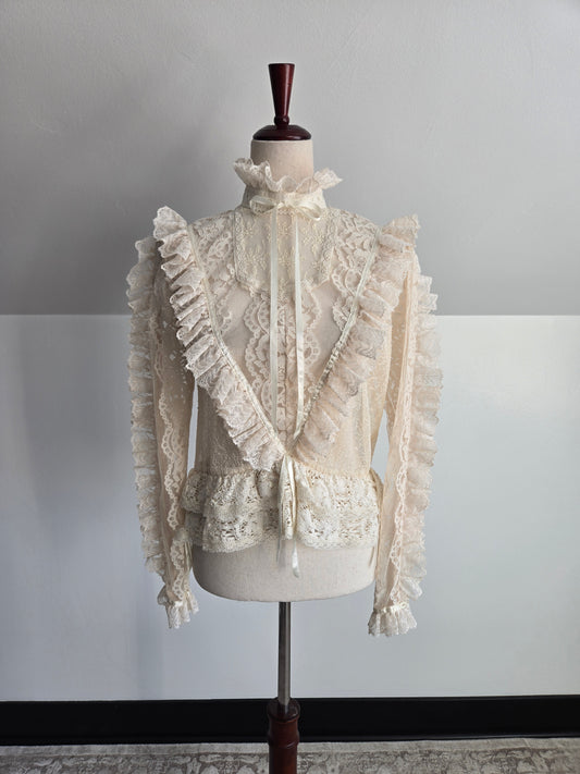 RARE! Vintage Dimensional Lace Blouse - Medium