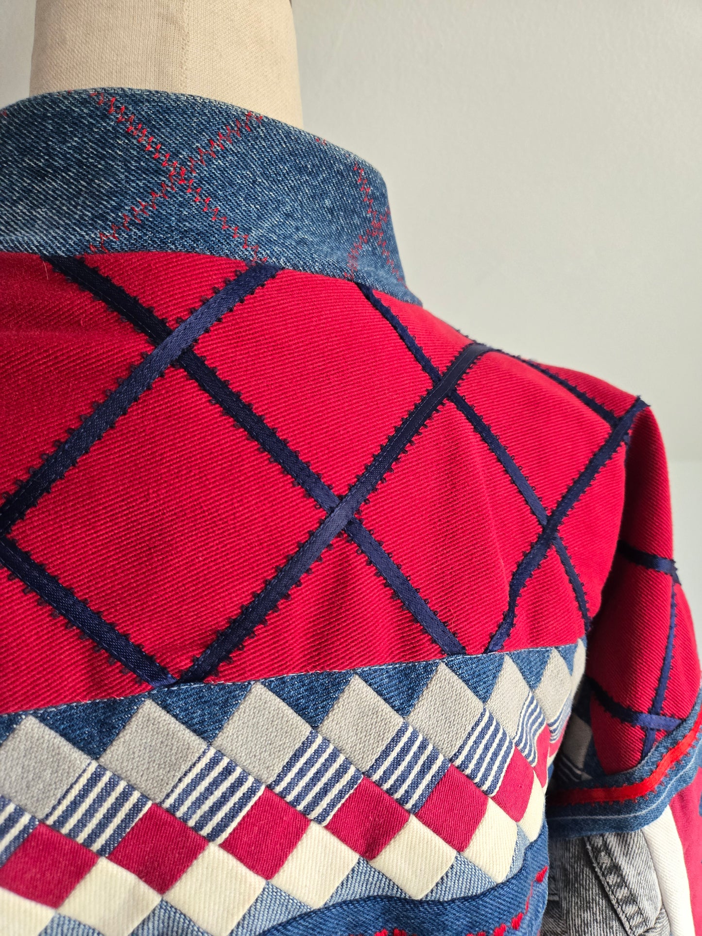 Denim Quilted Hand Made Coat - 2XL