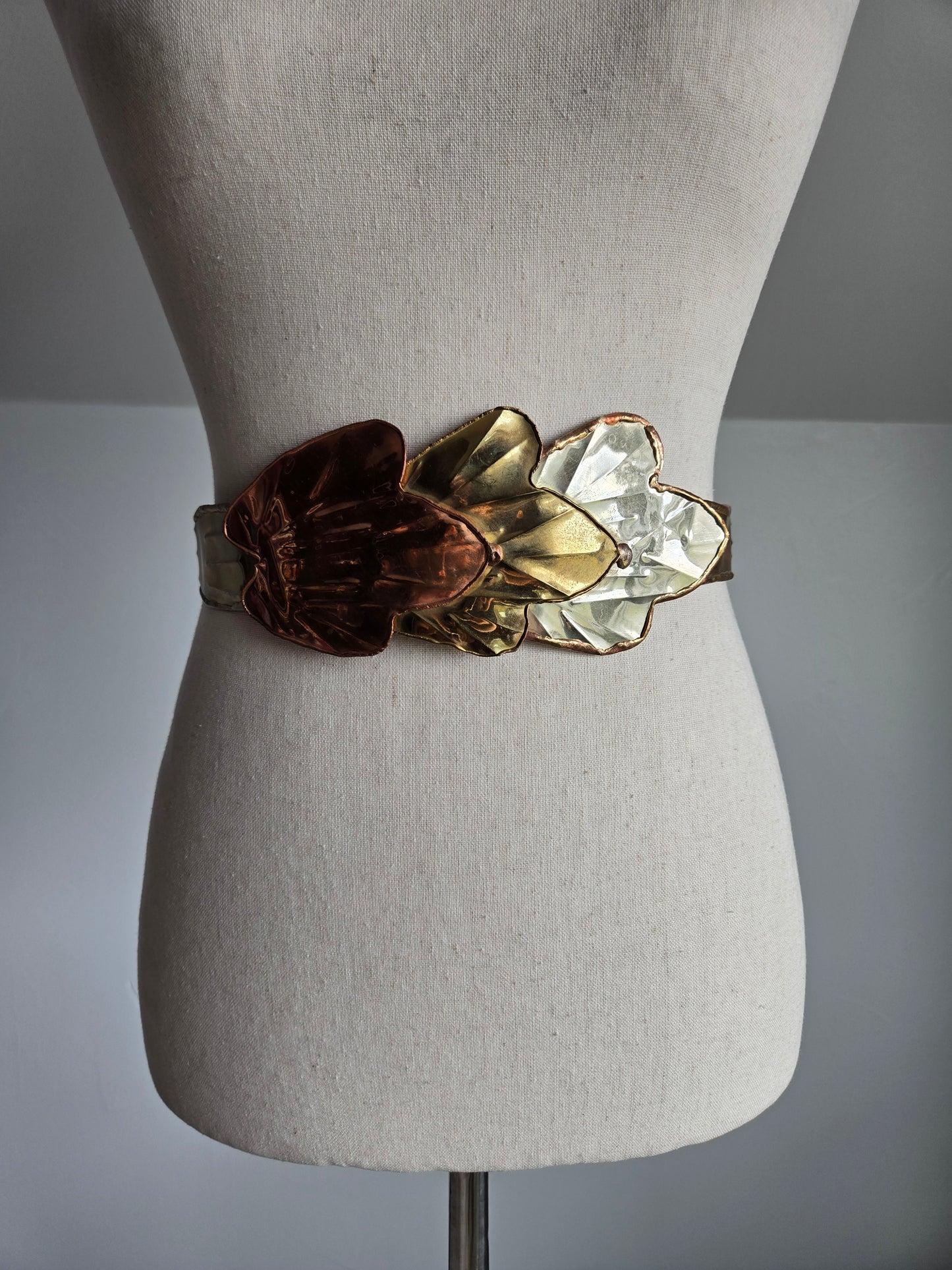 1970s Solid Brass Multi Tone Belt - W26-33"