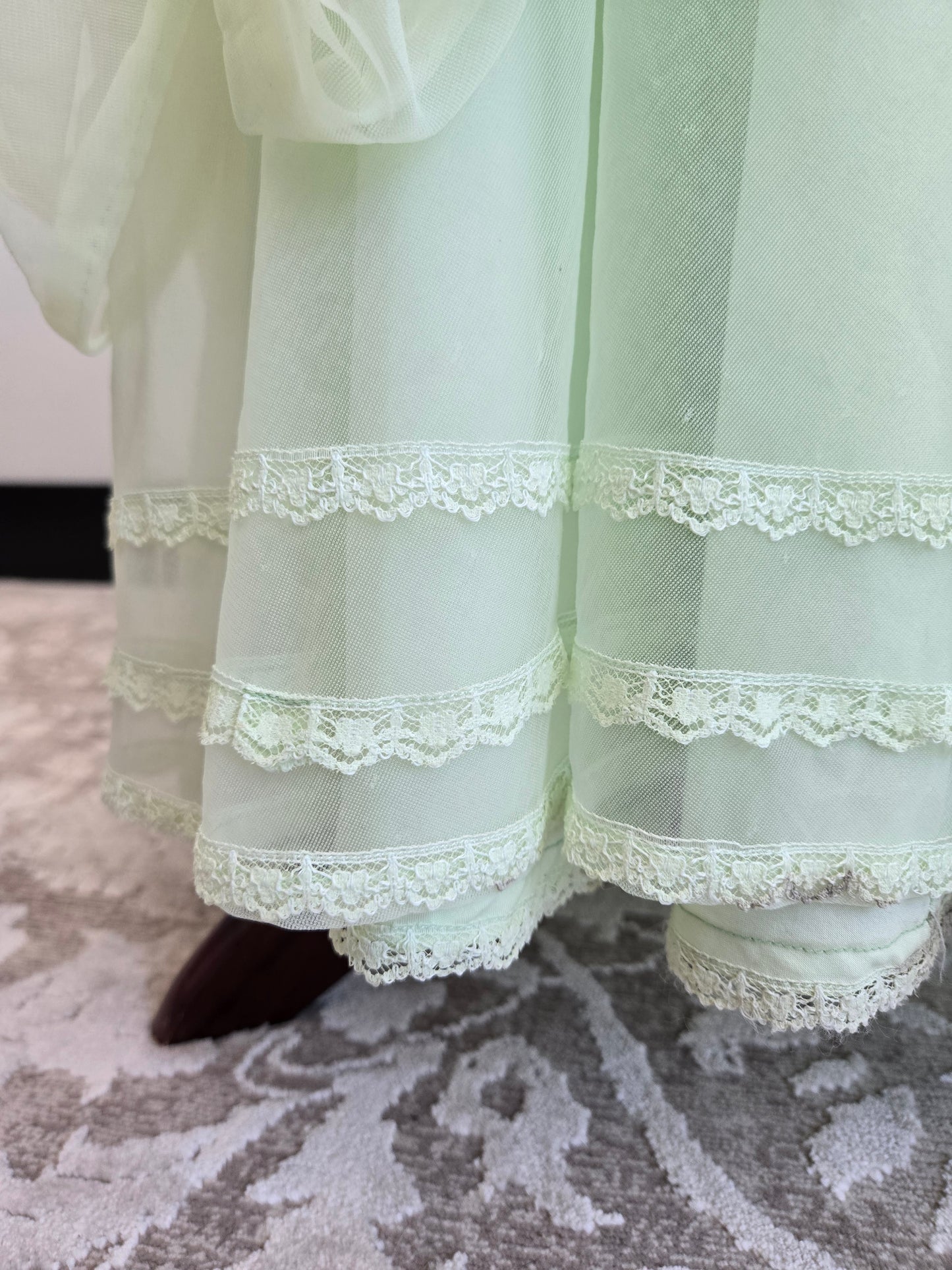 Lime Green Edwardian Style Vintage Formal Dress - small