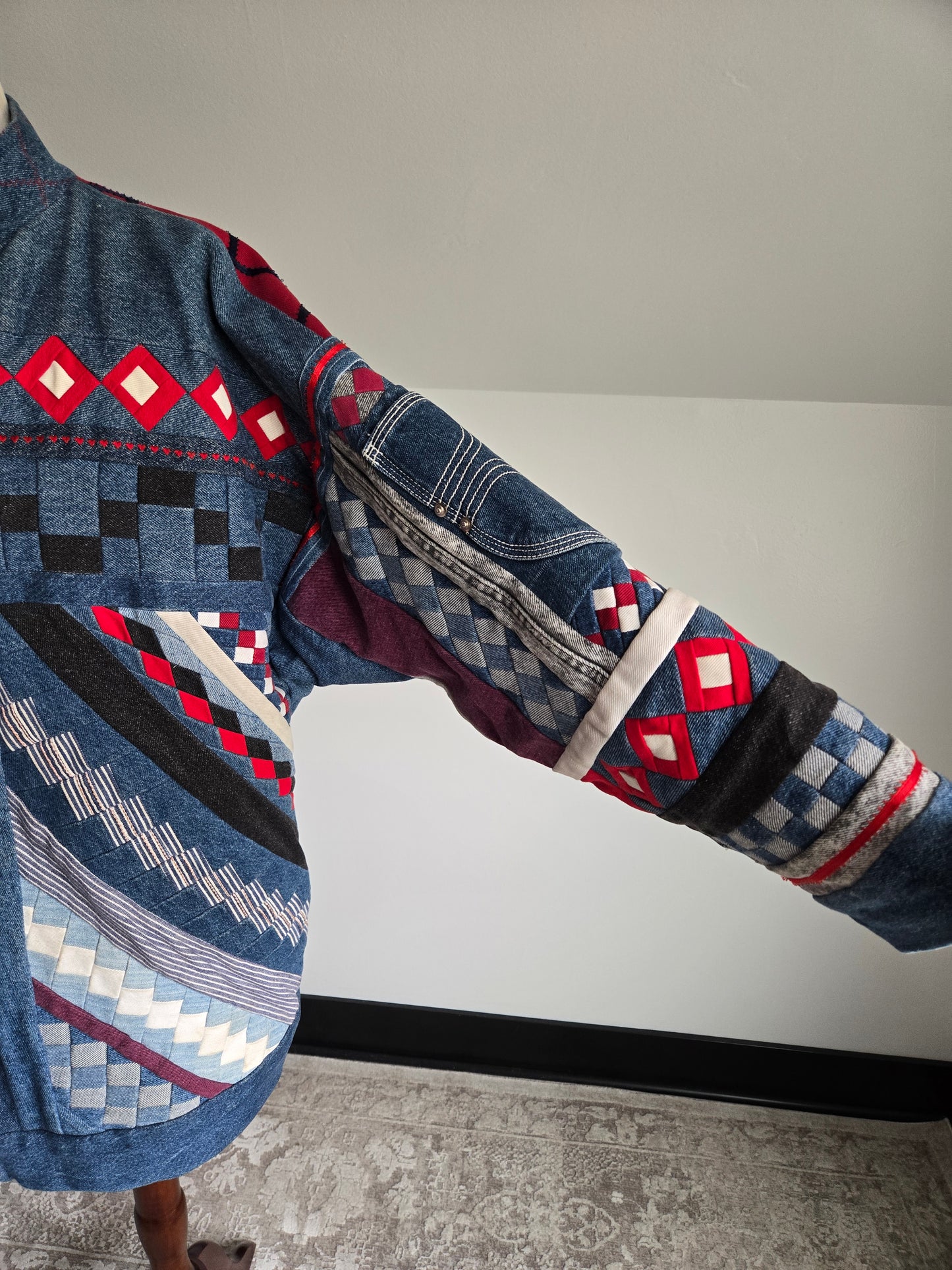 Denim Quilted Hand Made Coat - 2XL