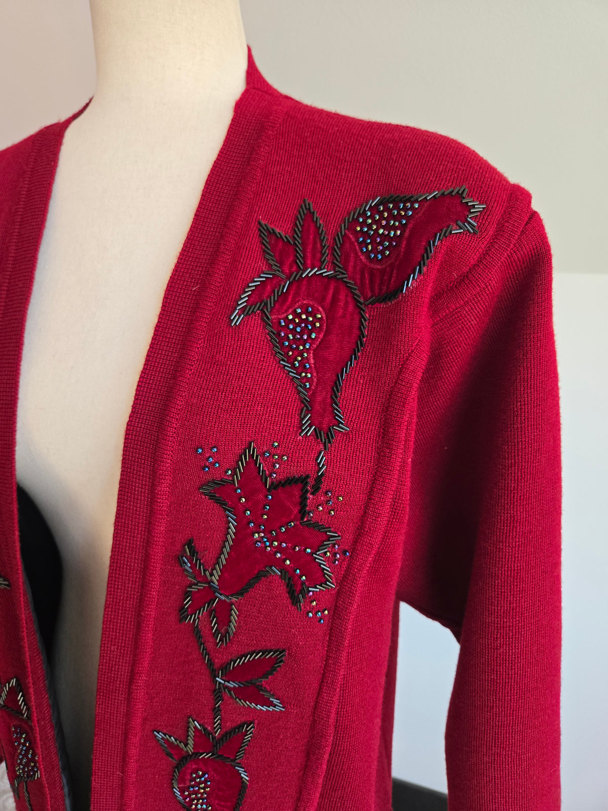 YaLei High End Beaded Wool Cardigan Sweater - XL